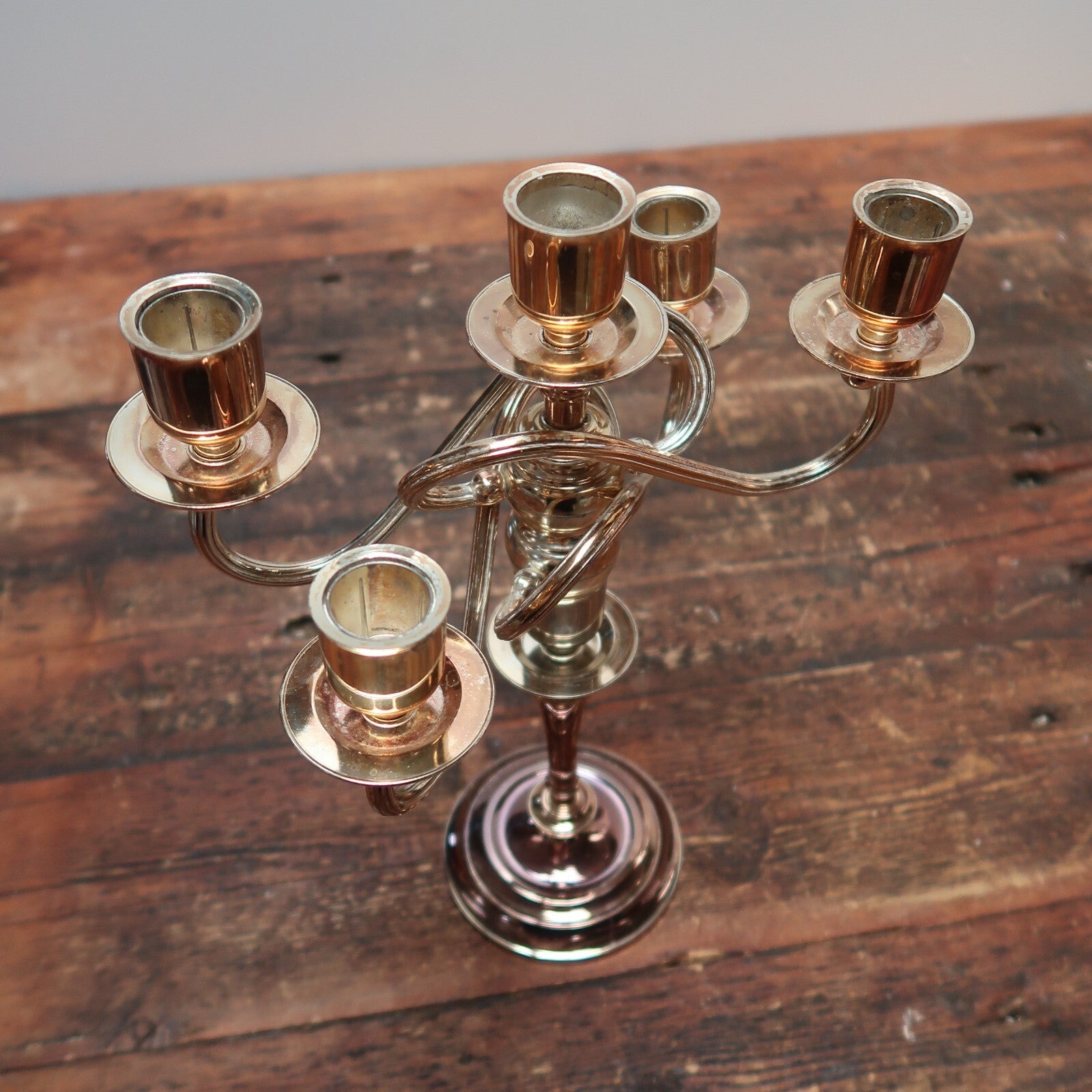 5 Candle Metal Candelabra Candle Holder Stand Chrome H 13"
