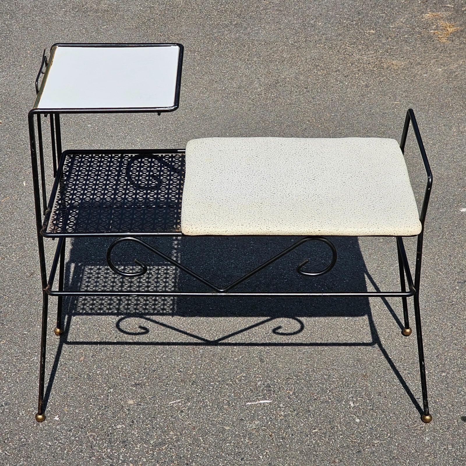 Vintage Mid Century Retro Telephone Table Gossip Bench Atomic Space Age