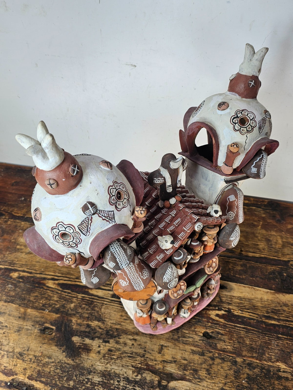 Ayacucho Artisan Terra Cotta Church Folk Art Peruvian Ornament 17"W x 16"H