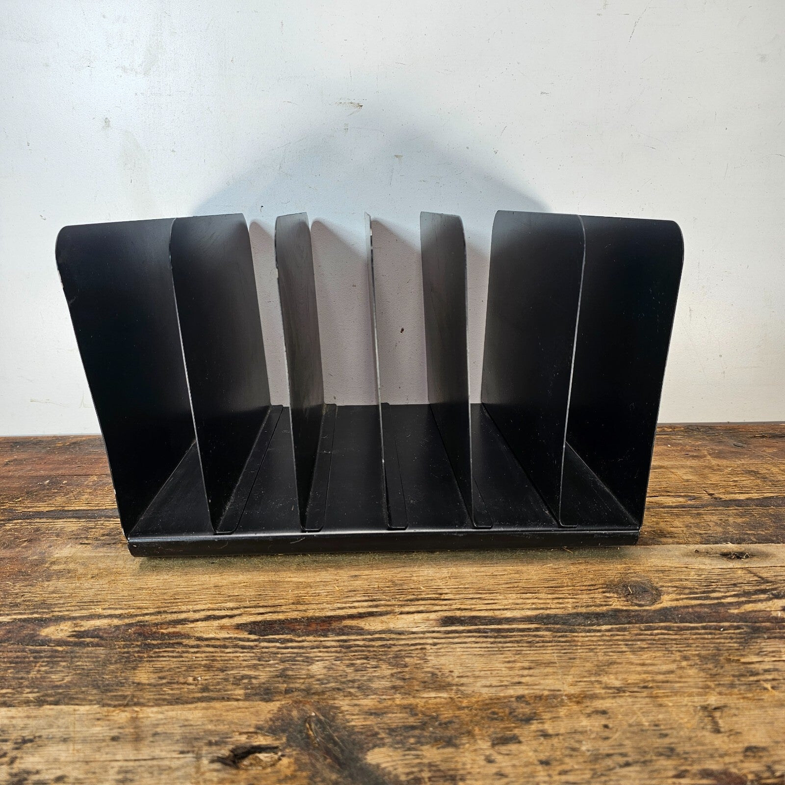 Vintage 6 Compartment Black Steel Desktop File Organizer