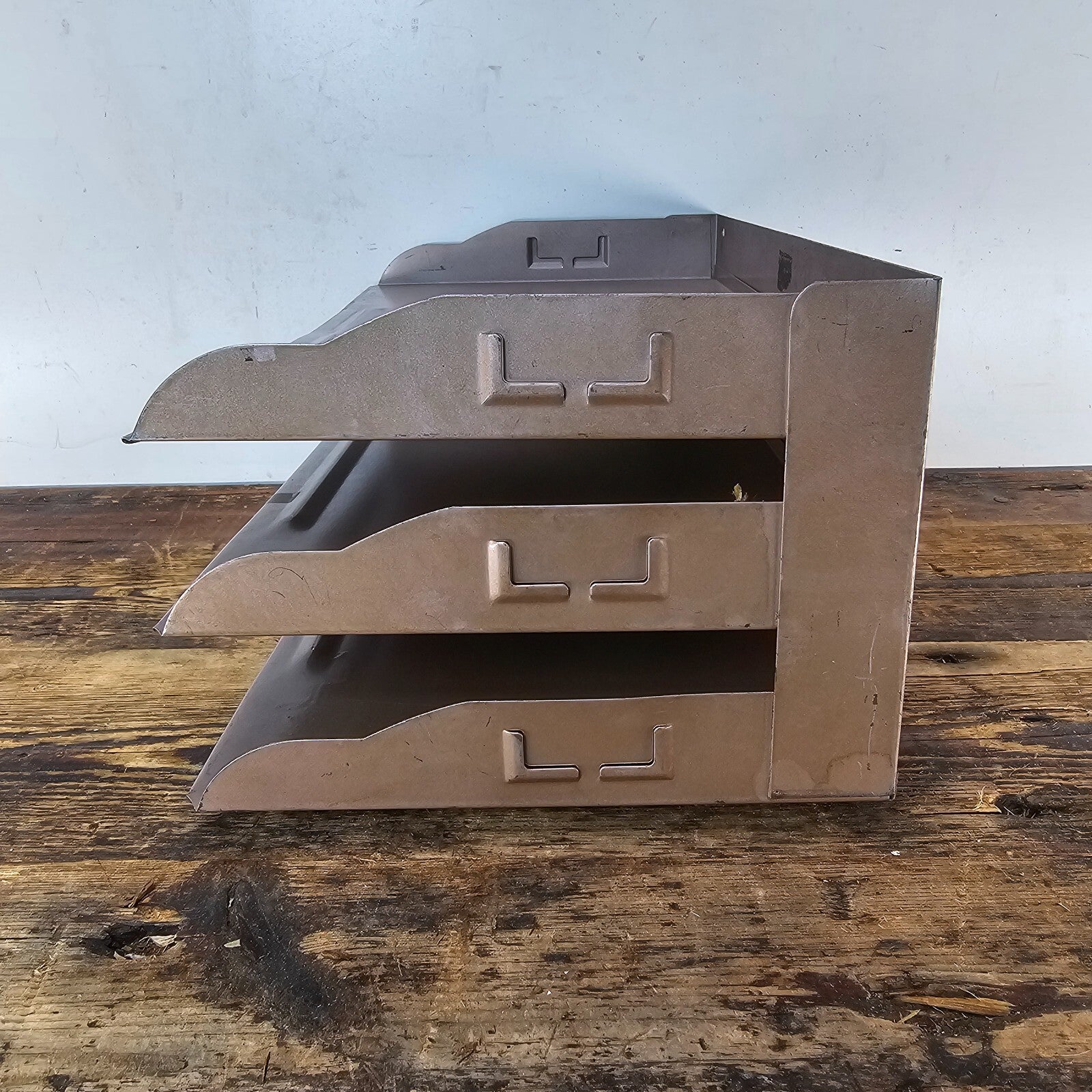 Vintage 3-Tier Wall-Mounted / Desktop Steel File Organizer