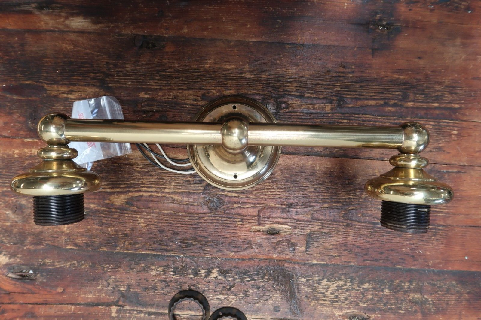 2 Light Brass Light Fixture With Frosted White Glass Lamp Shades Made In Spain