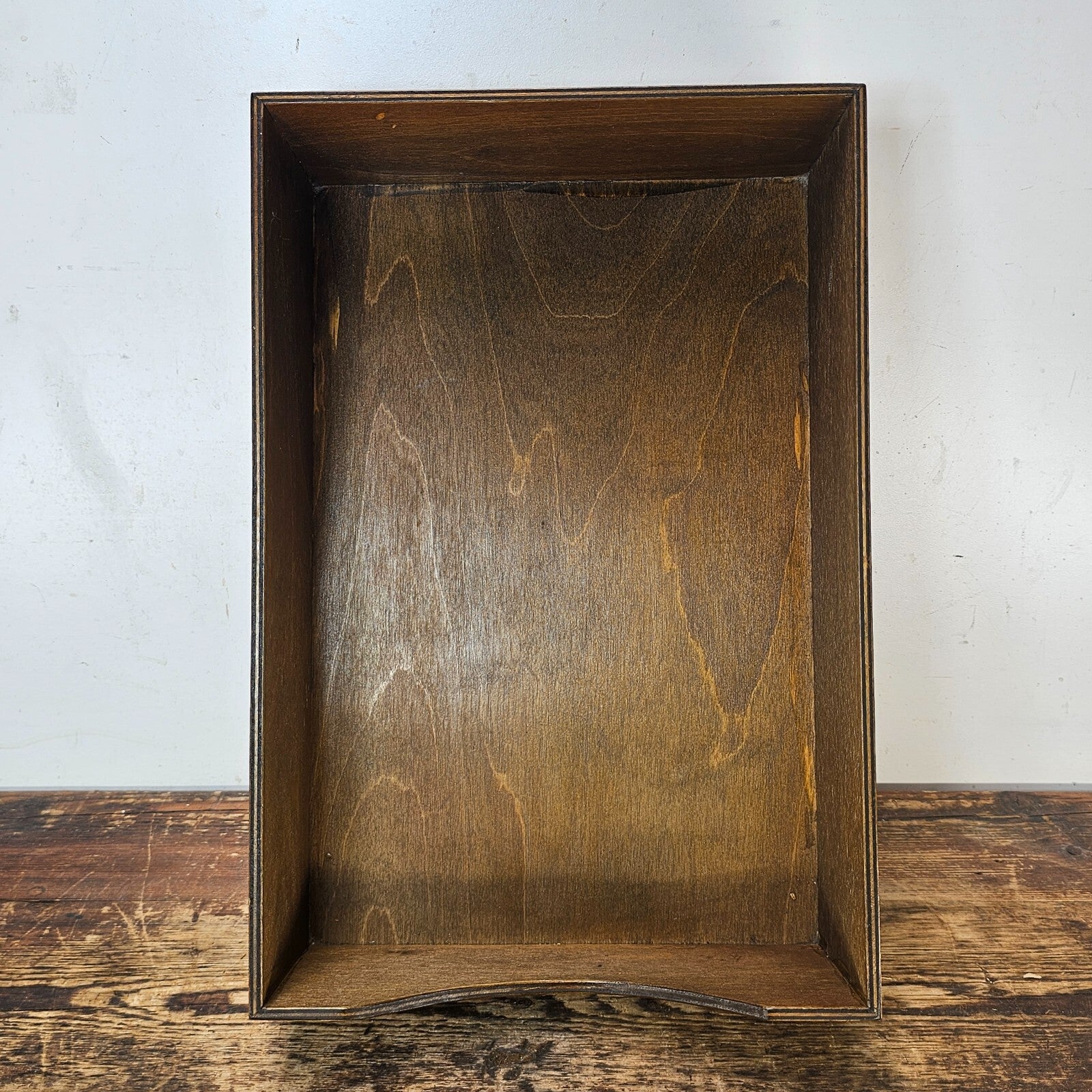 Vintage Walnut Deep Desk Tray / Document Organizer  (1950s-1960s) 4.25"H