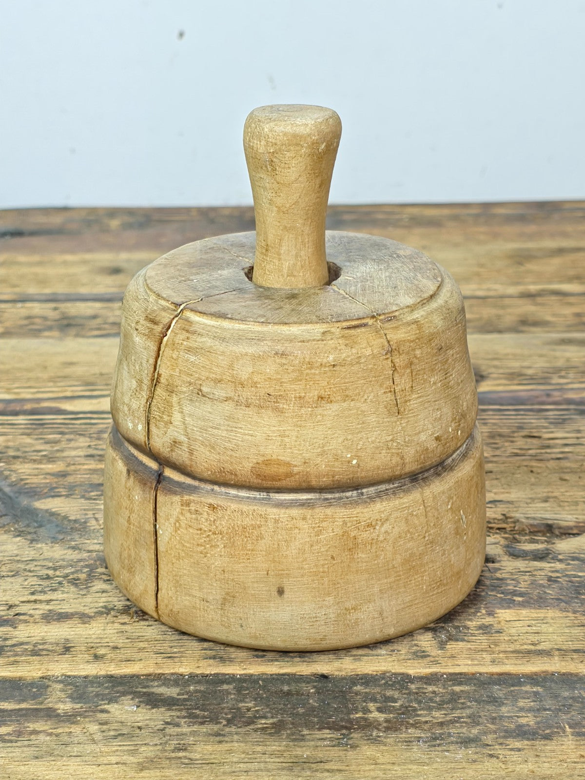 Antique Primitive Wooden Butter Mold | Hand-Carved Floral Design