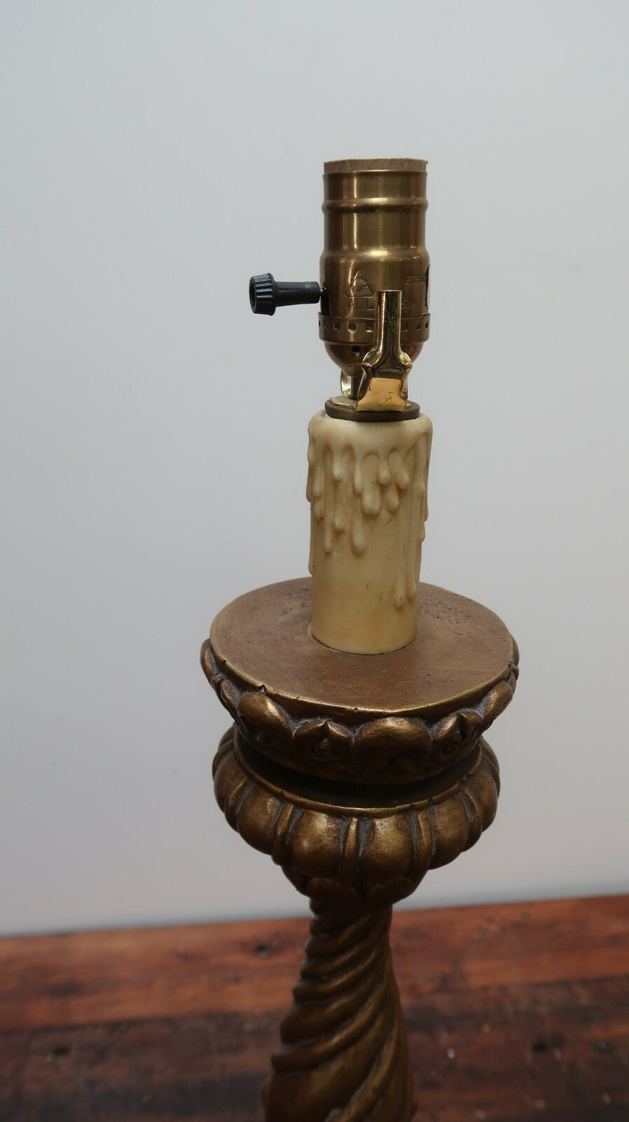 Vintage Look Gold Resin Twisted Column Table / Floor Lamp 9" x 9" x H28"