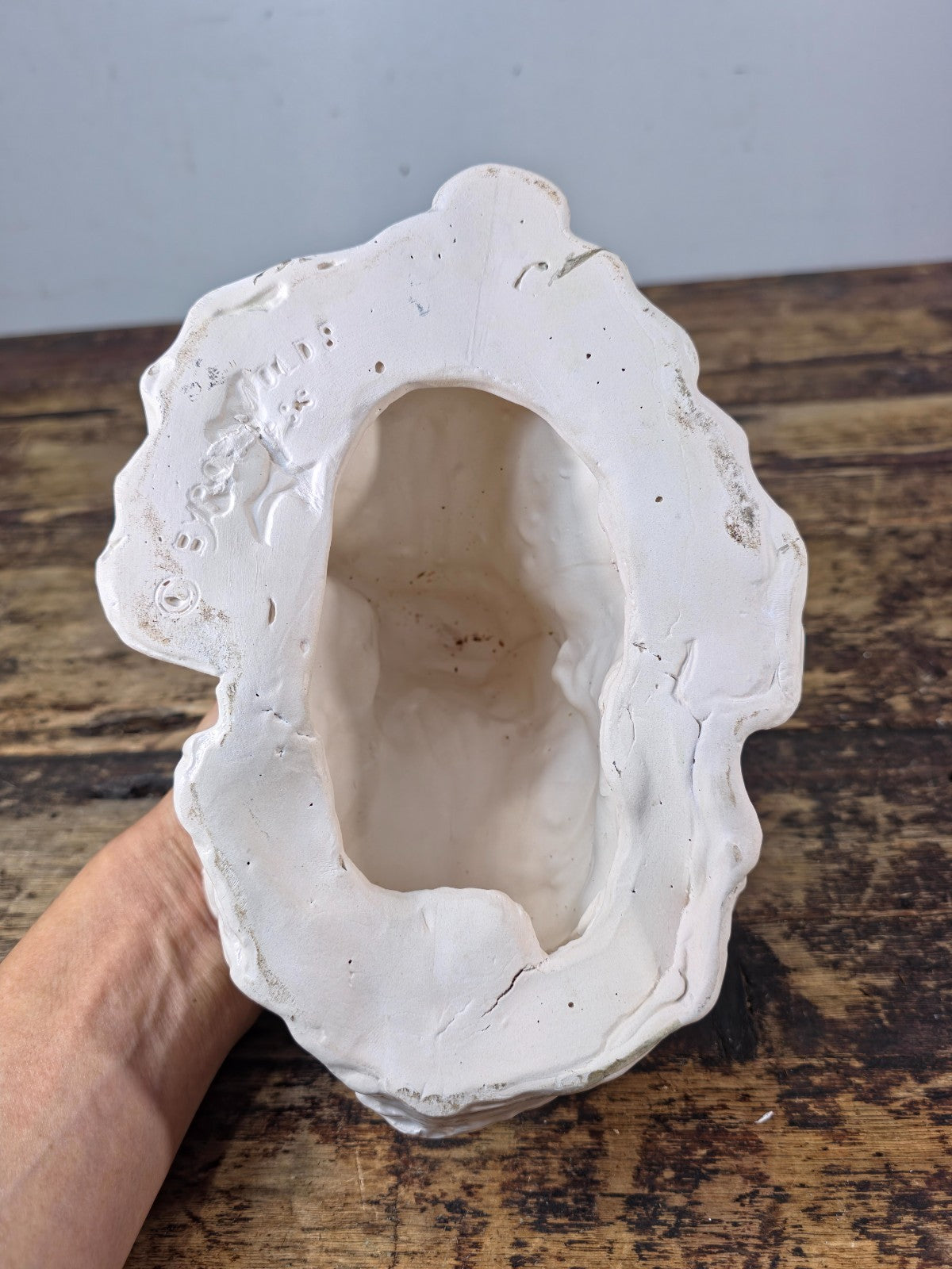 Vintage Byron Molds Jesus at the Rock White Glazed Ceramic Statue 7"