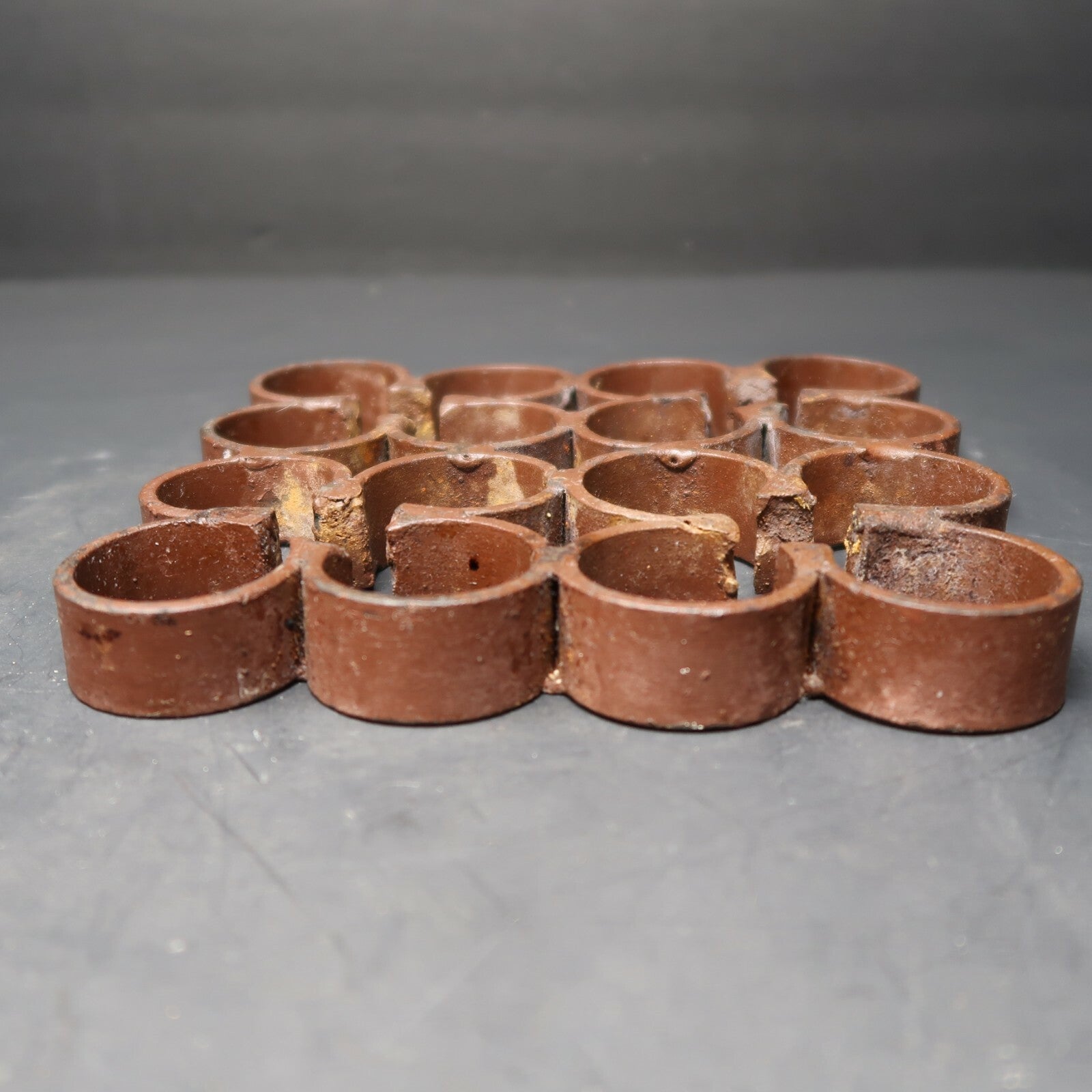 Vintage Metal Trivet Rustic Brown 6" x 6" x 0.75"