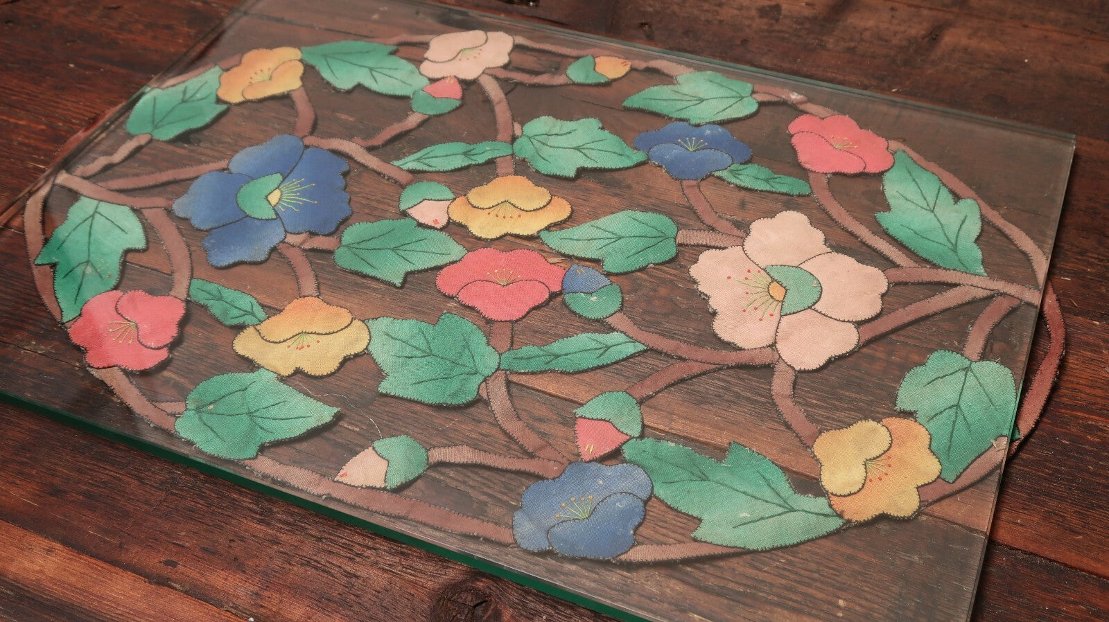 Vintage Flower Embroidery and Appliqué 20" x 14"