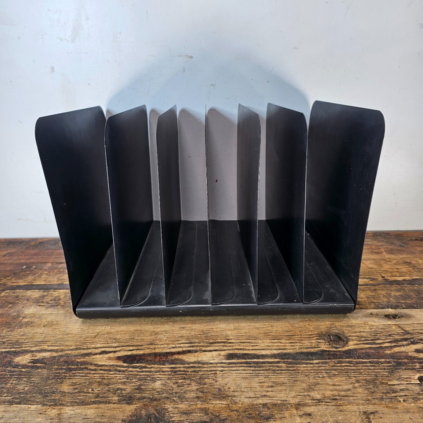 Vintage Steelmaster 6 Compartment Black Steel Desktop File Organizer