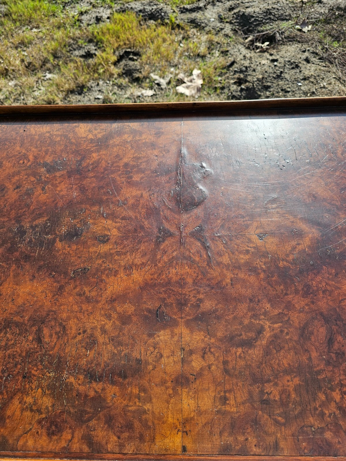 Antique Queen Anne style Tea Table With Burled Walnut On The Top