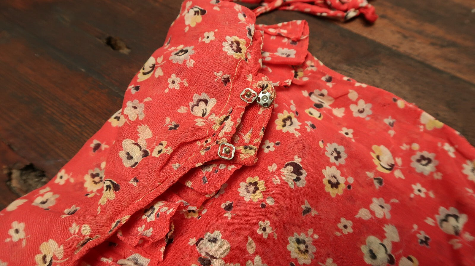 Vintage Flower Printed Red Girls Dress