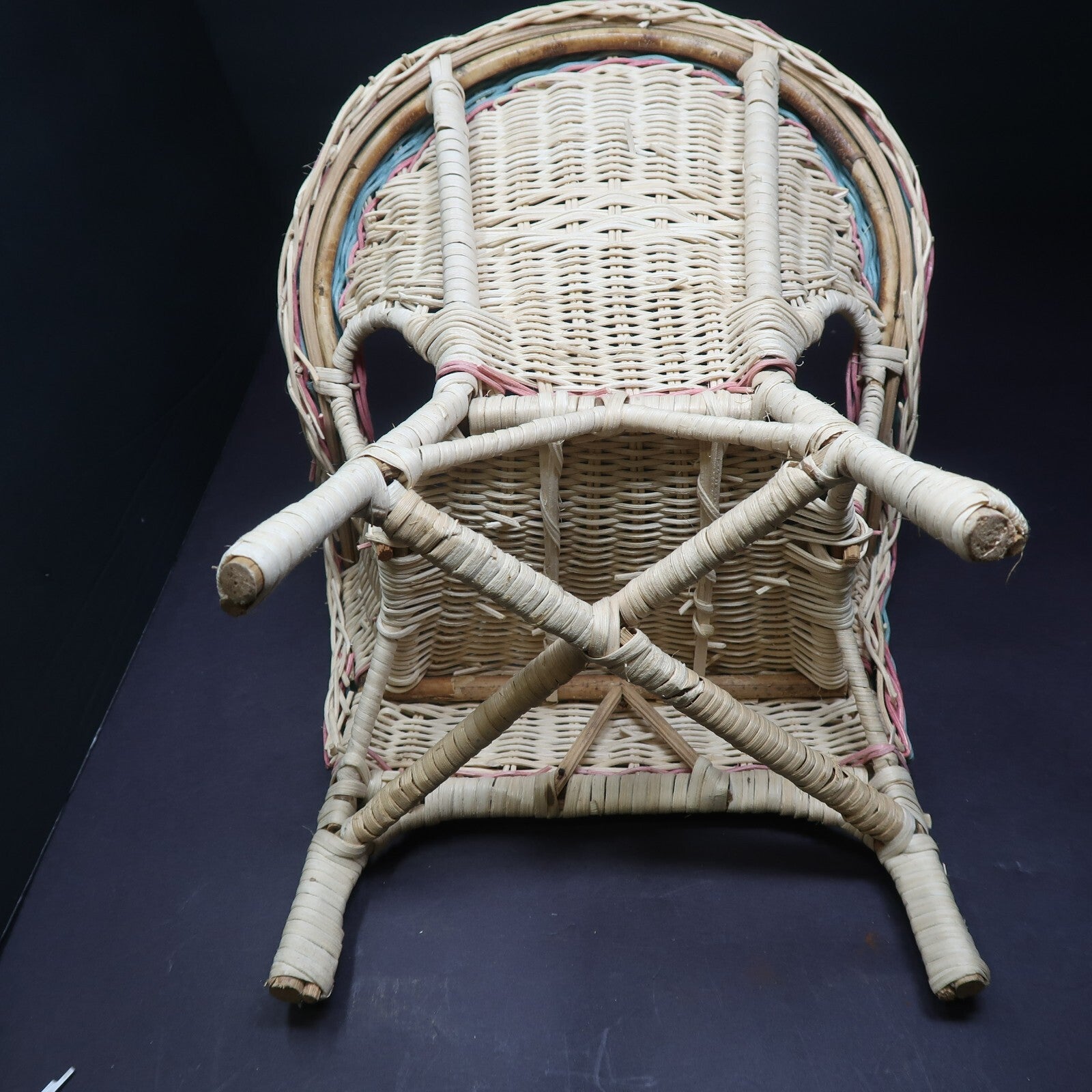 Wicker Doll Chair Green / Pink / Natural 3 Colors H 12" x D 9" x W 10"