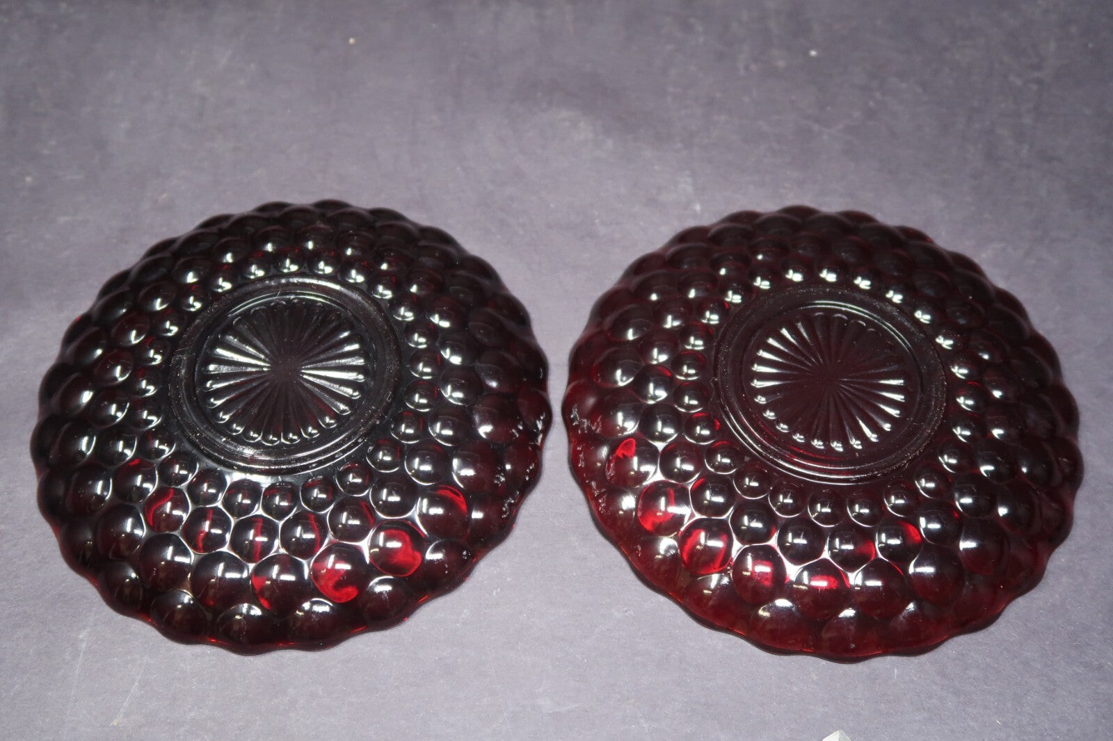 Vintage Anchor Hocking Royal Ruby Red 4 Piece Bubble Set Cups and Saucers
