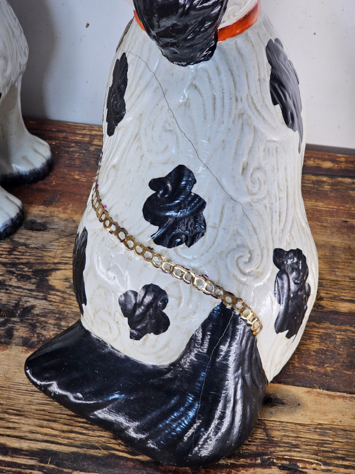 Vintage Reproduction Staffordshire Style Seated Spaniel Dogs 12"H
