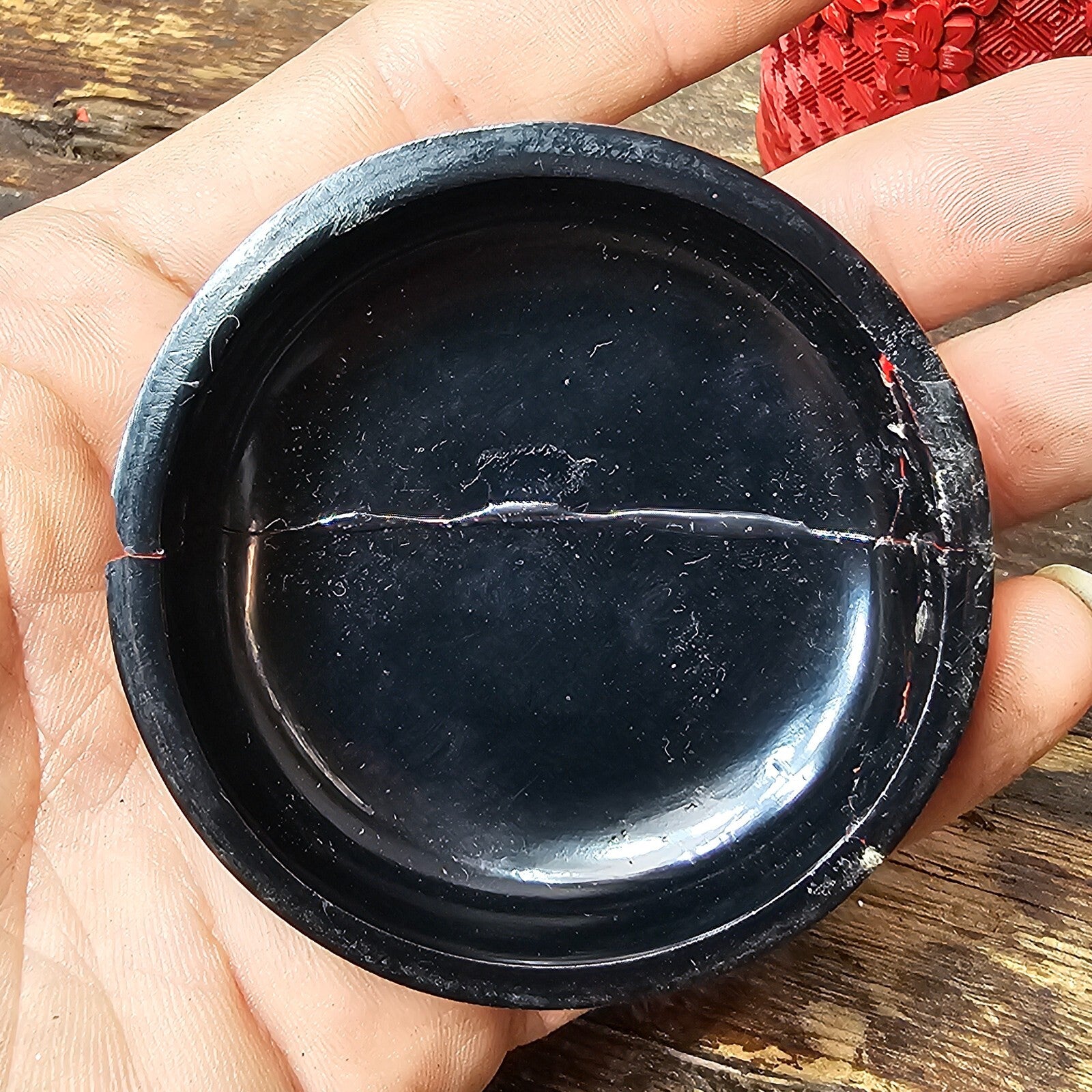 Vintage Chinese Cinnabar Round Canister Jar Kempinski Hotel Beijing in China