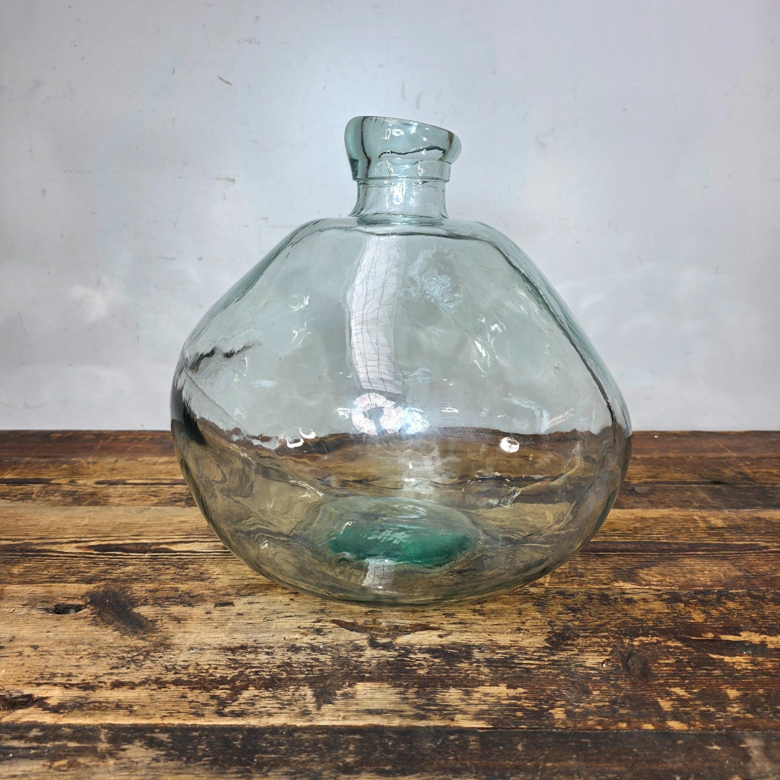 Clear Recycled Glass Vase Organic Style Made In Spain 12"Dia. x 12.5"H