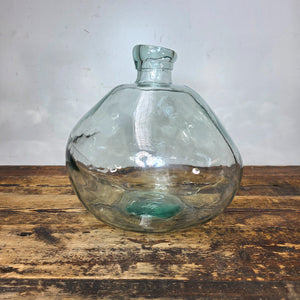 Clear Recycled Glass Vase Organic Style Made In Spain 12"Dia. x 12.5"H