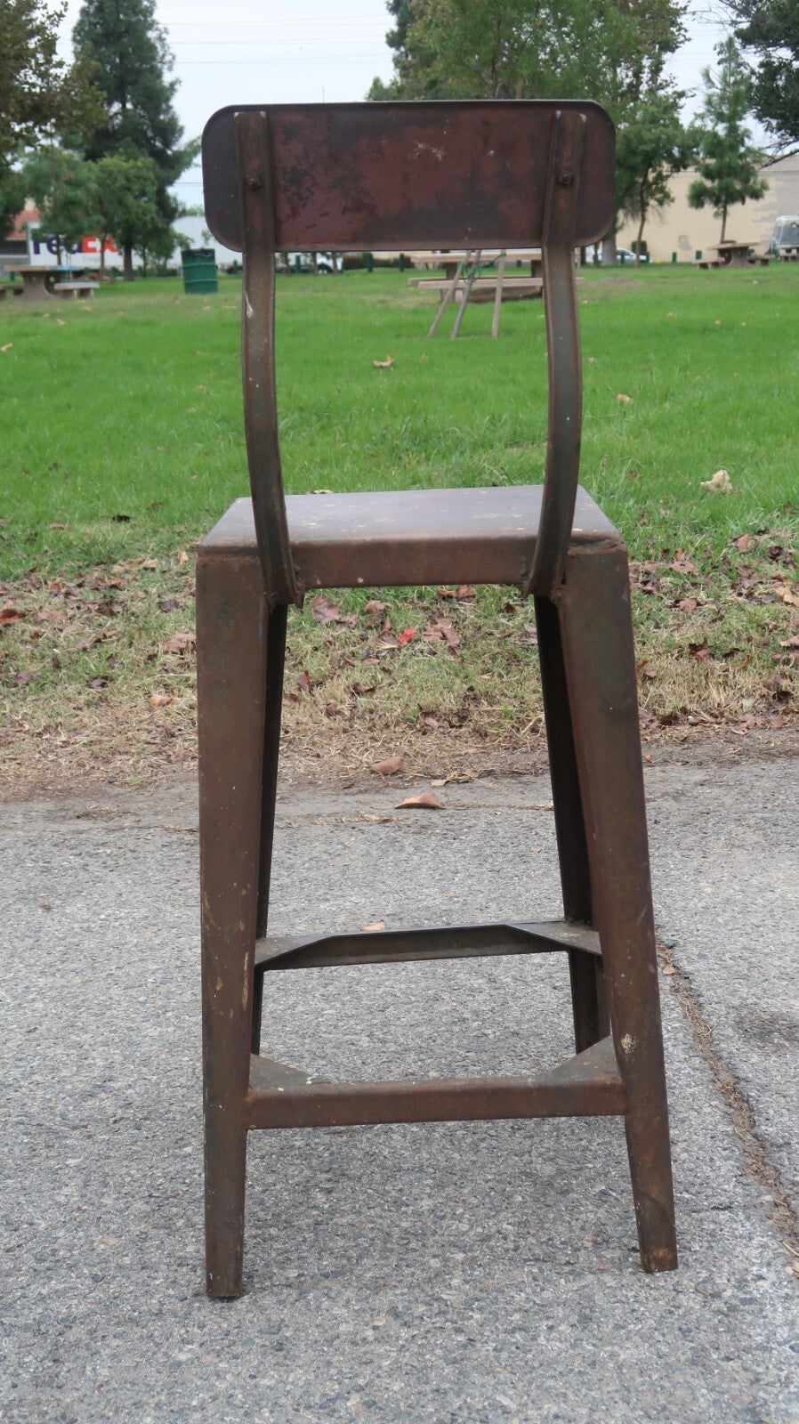 Antique Metal Industrial Stool High Chair Heavy Steel Chair 29 lb.
