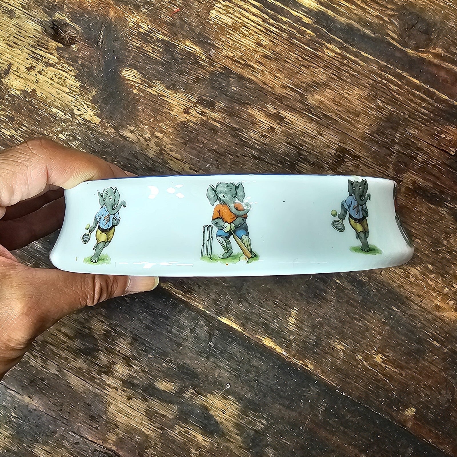 Antique German Porcelain Toddler Bowl Dish Pet Bowl Washday Theme