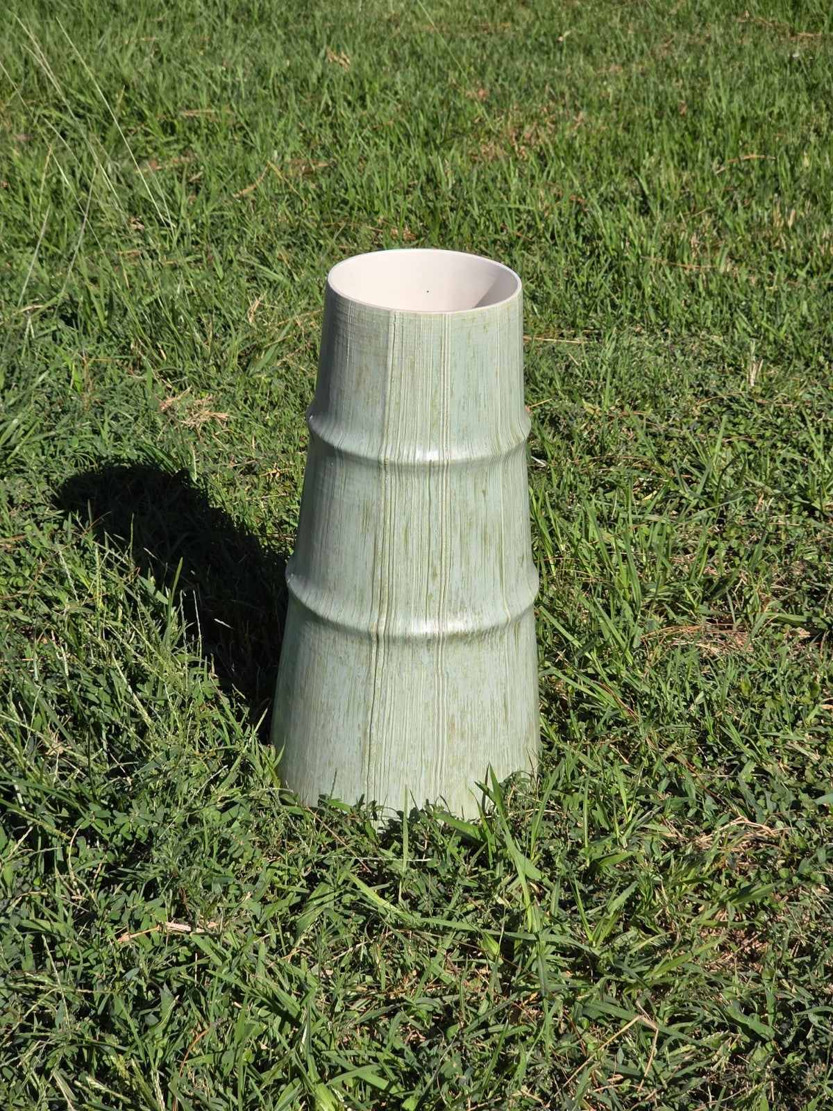 Studio A Portugal Bamboo-Texture Ceramic Floor Vase, 17.5"H