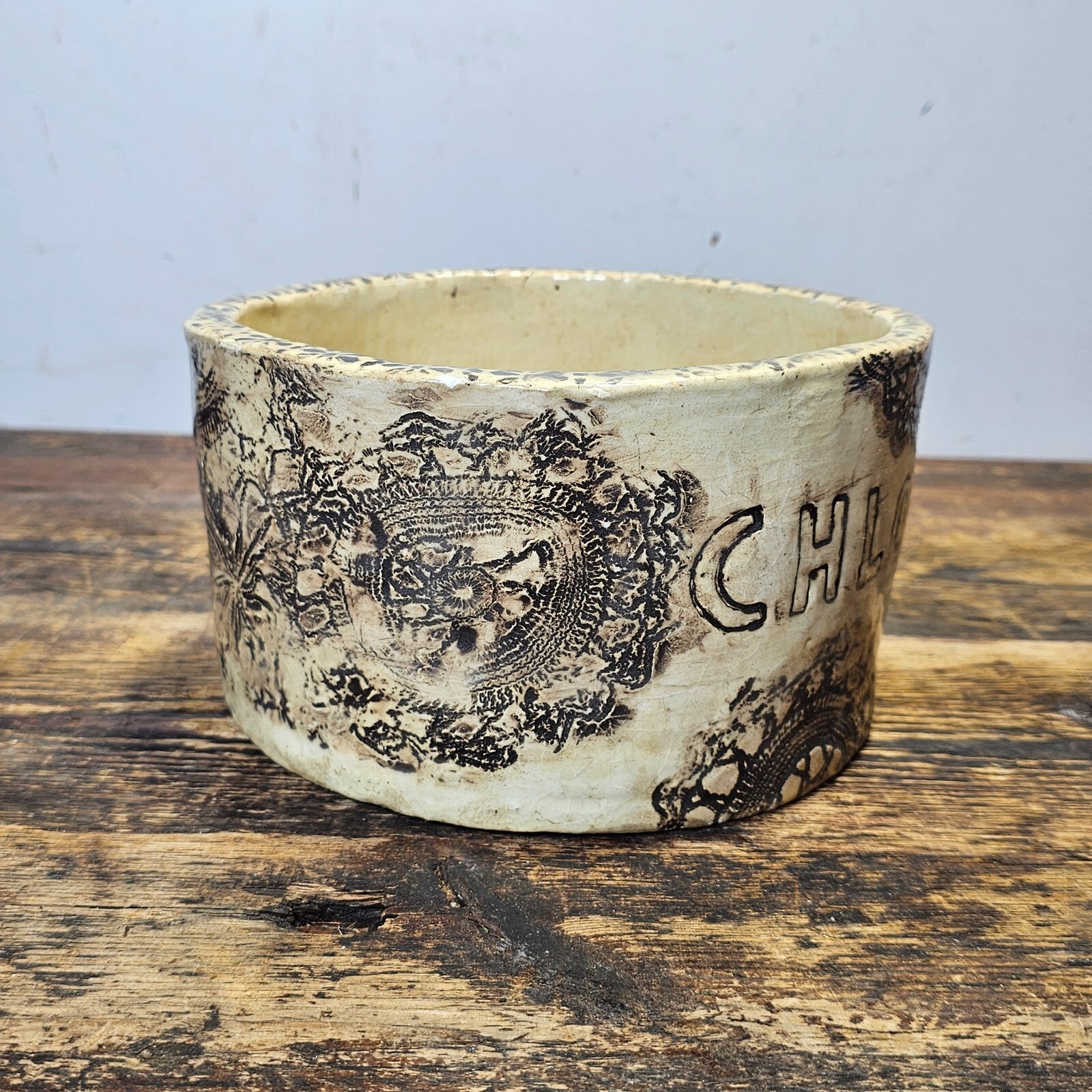 Studio Pottery Ceramic Planter Catch pot 7.25" Diameter x 4"H