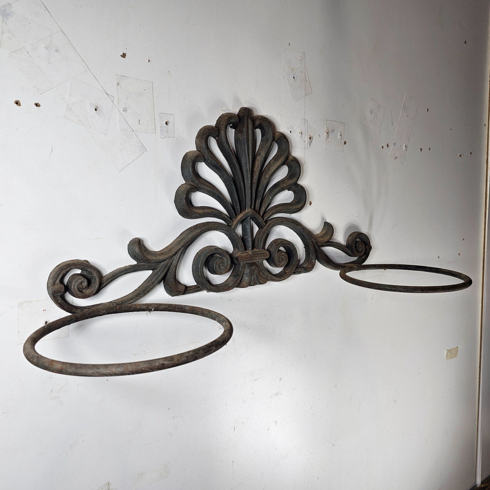 Victorian Style Cast Iron Wall Planter with Fan Design  26"L x 10.5"H x 8.5"D