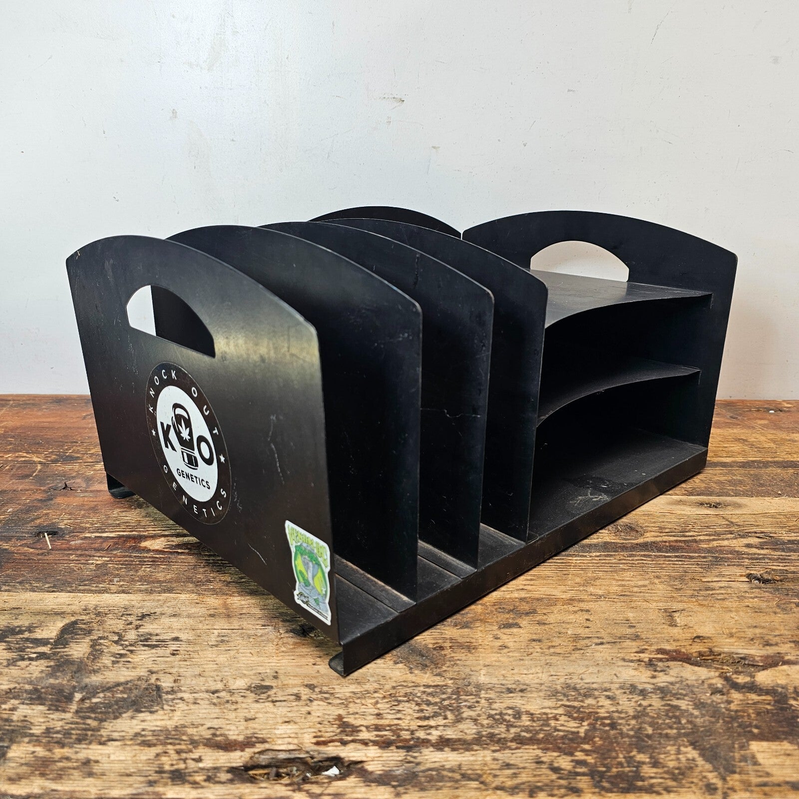 Vintage Black Metal Desk Organizer With Handles