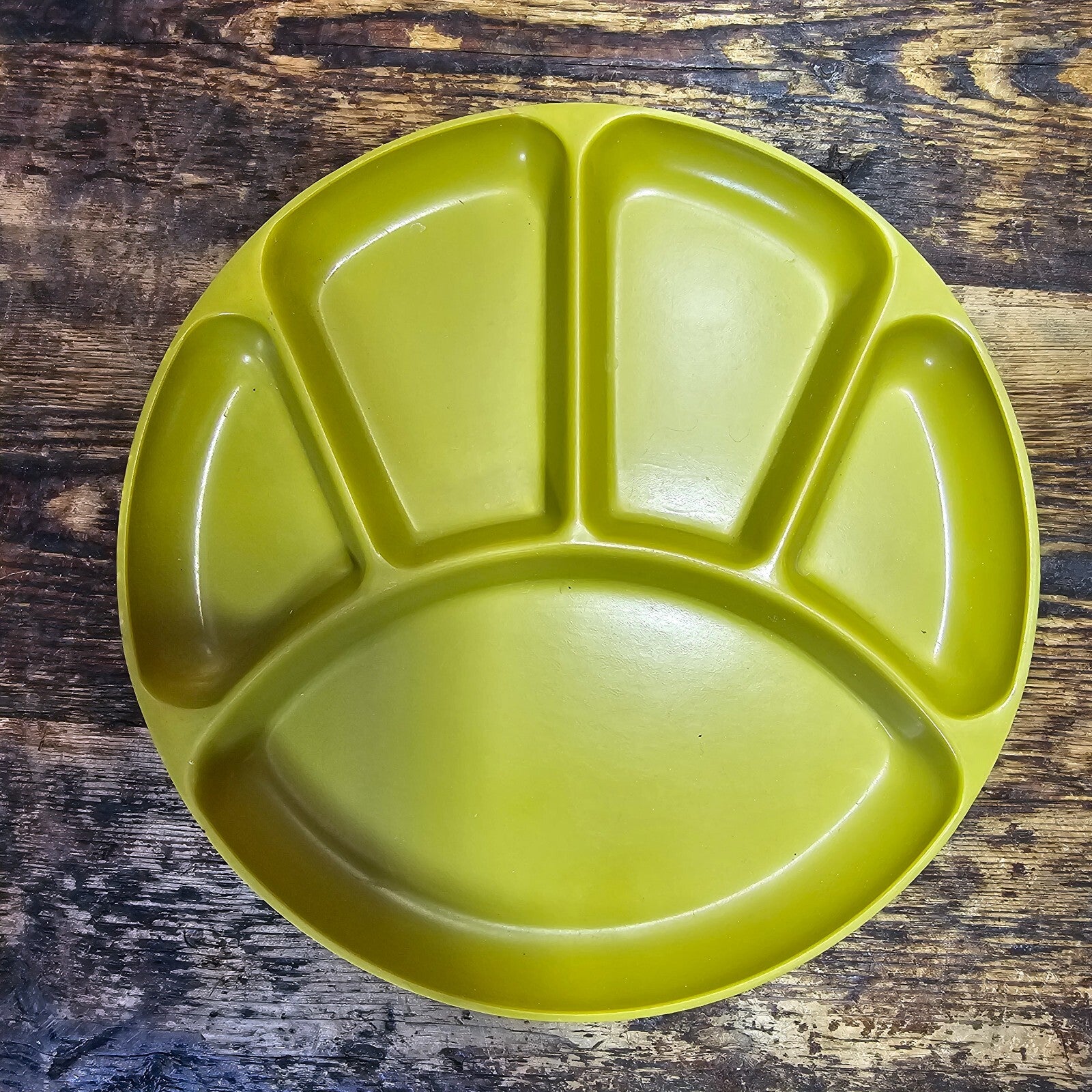 Set of 3 Vintage Gaiety Melamine Mustard Yellow Divided Dinner Plates