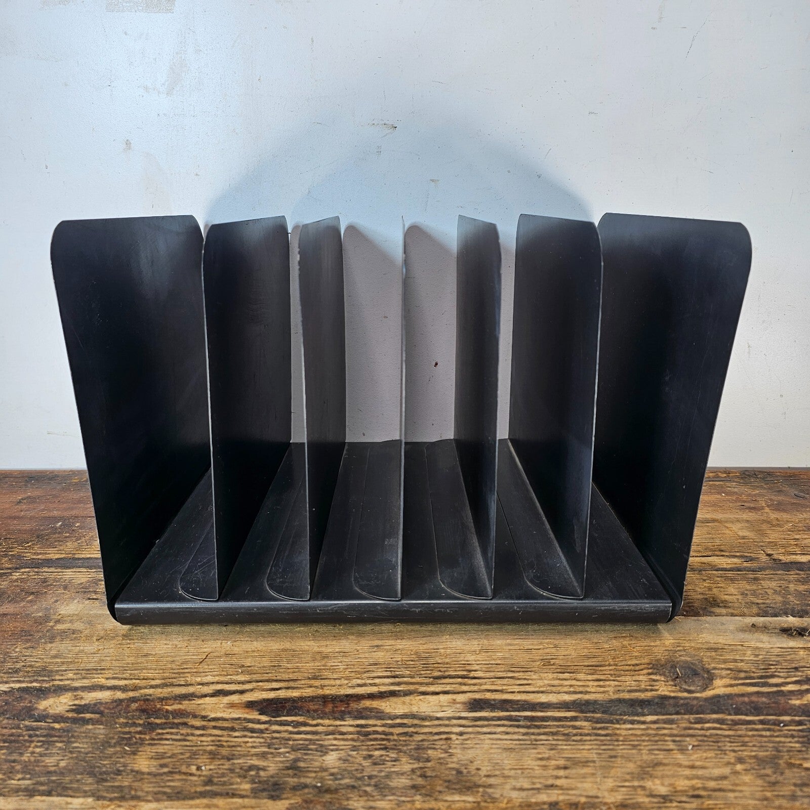 Vintage Steelmaster 6 Compartment Black Steel Desktop File Organizer