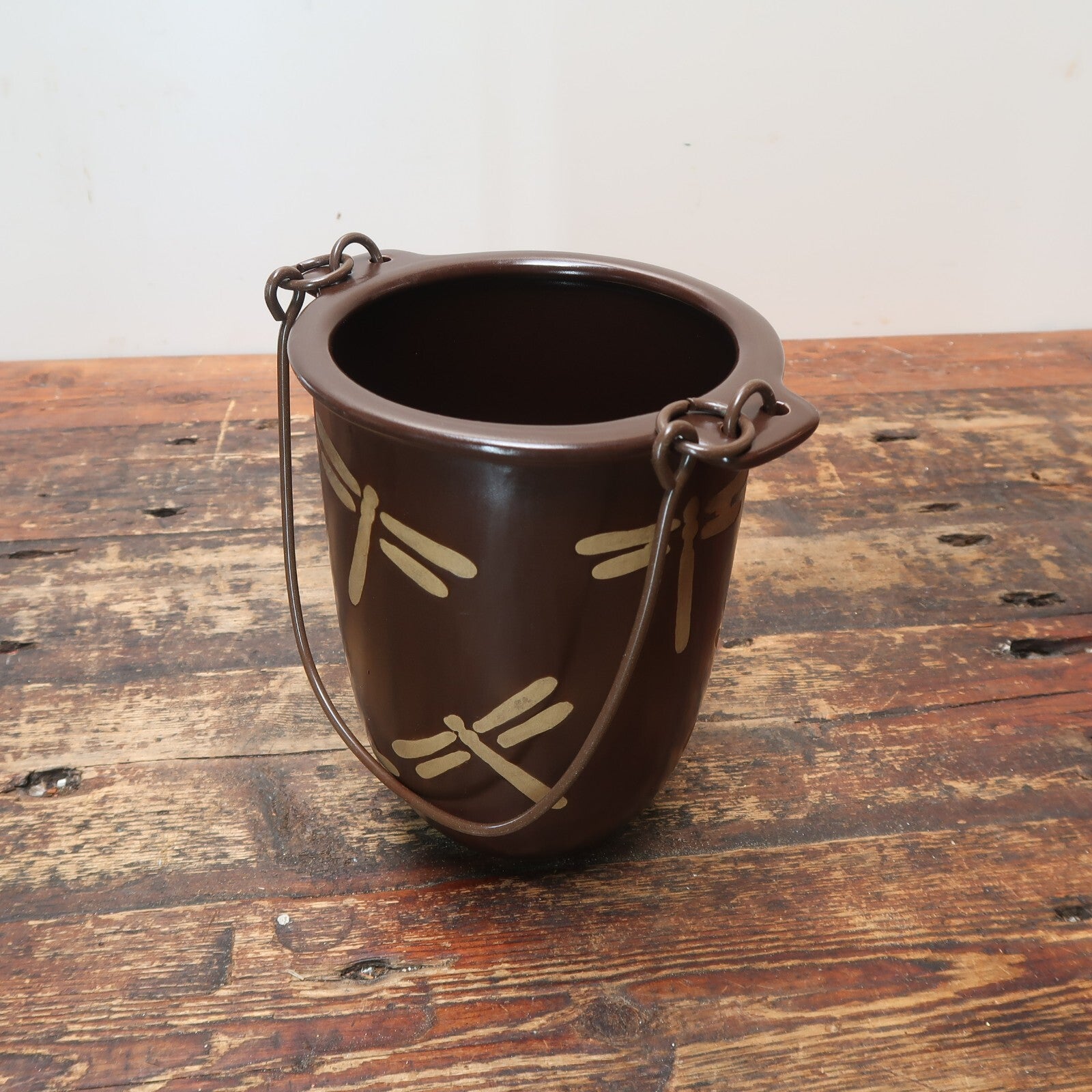 Ceramic Hanging Planter Plant Flower Pot Dragonfly Hand Made 6" x H 7.5"