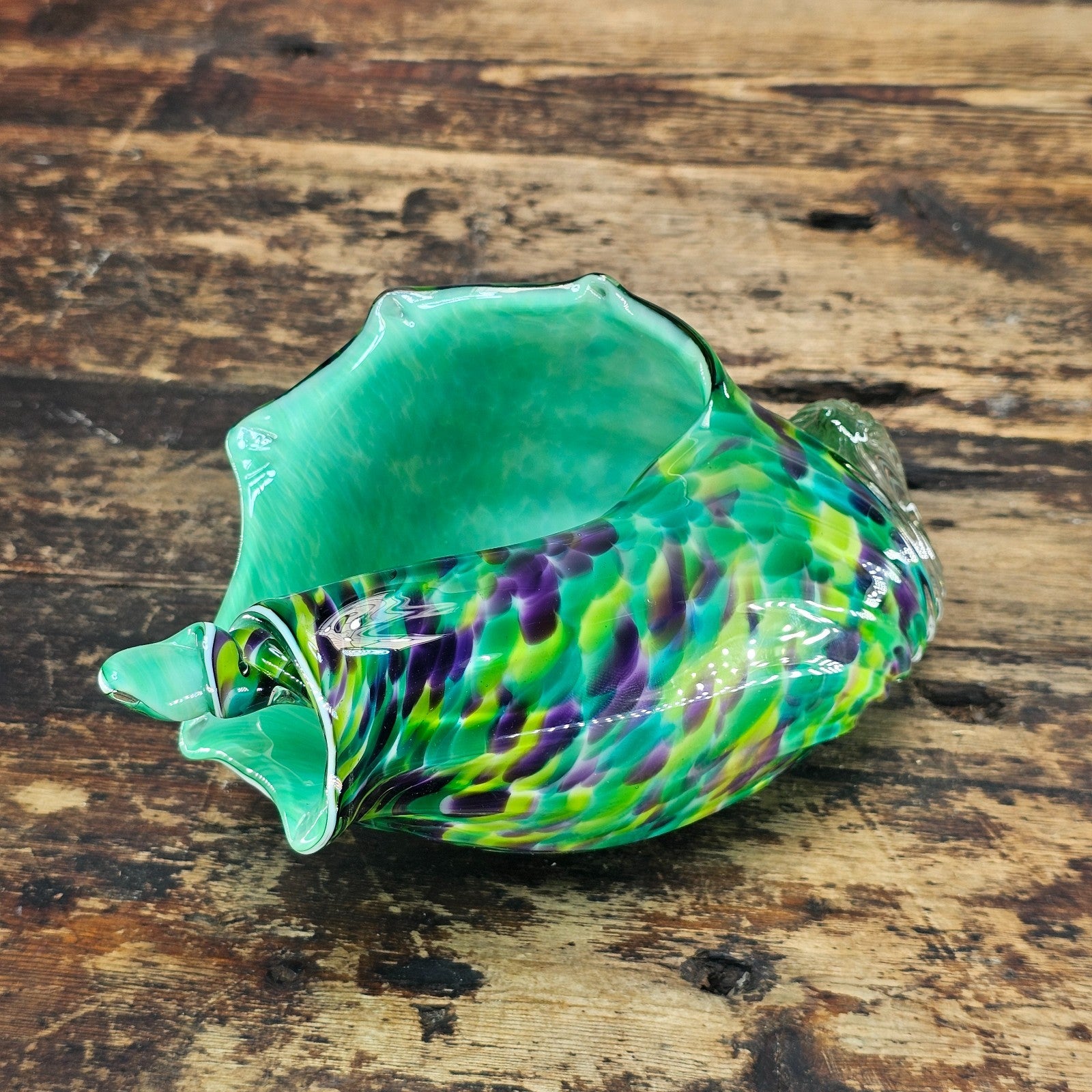 David Smith Blowing Sands Studio Art Glass Conch Shell Sculpture