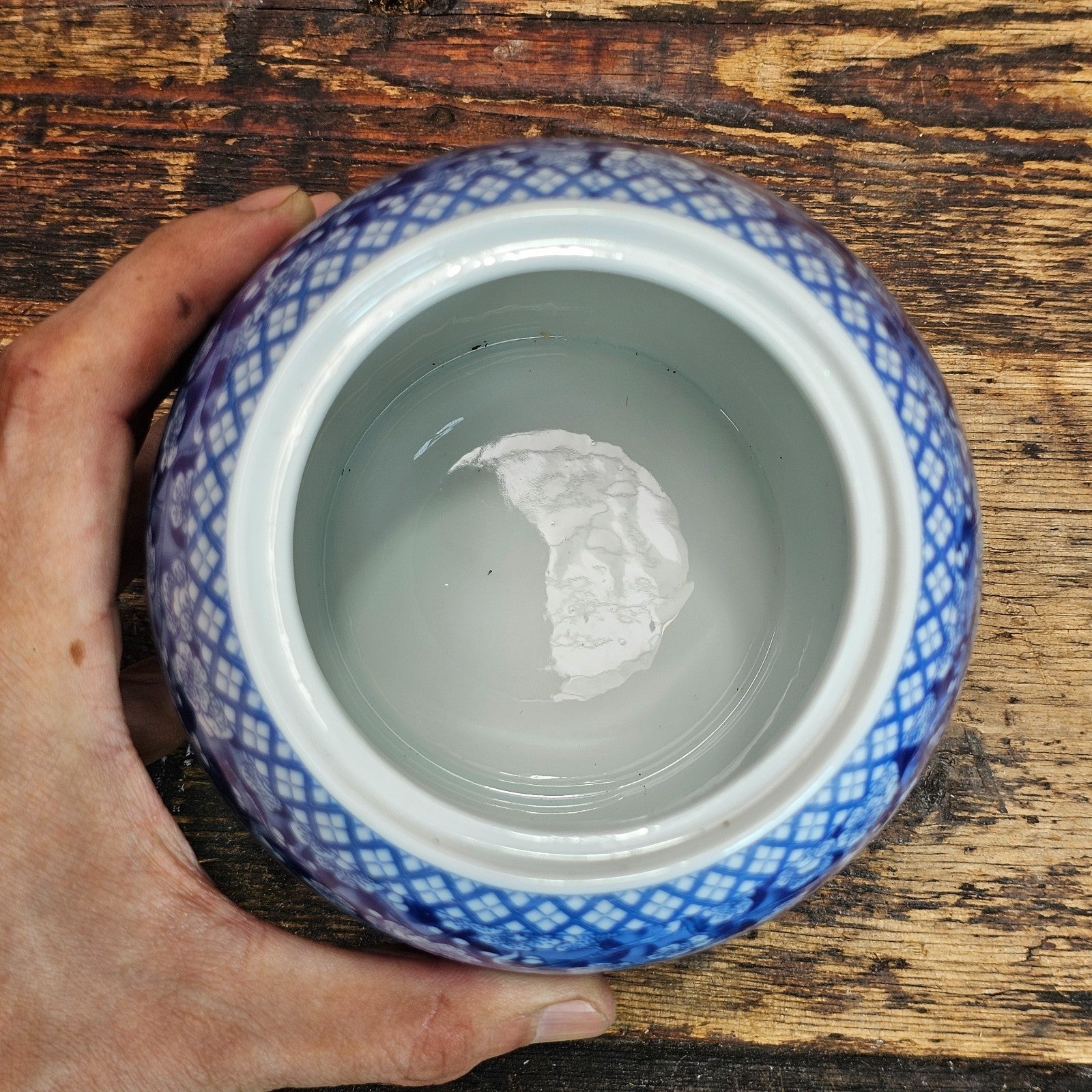 Blue & White Porcelain Lidded Jar | Tea Caddy | Chinoiserie 6.25"H x 5"Dia.
