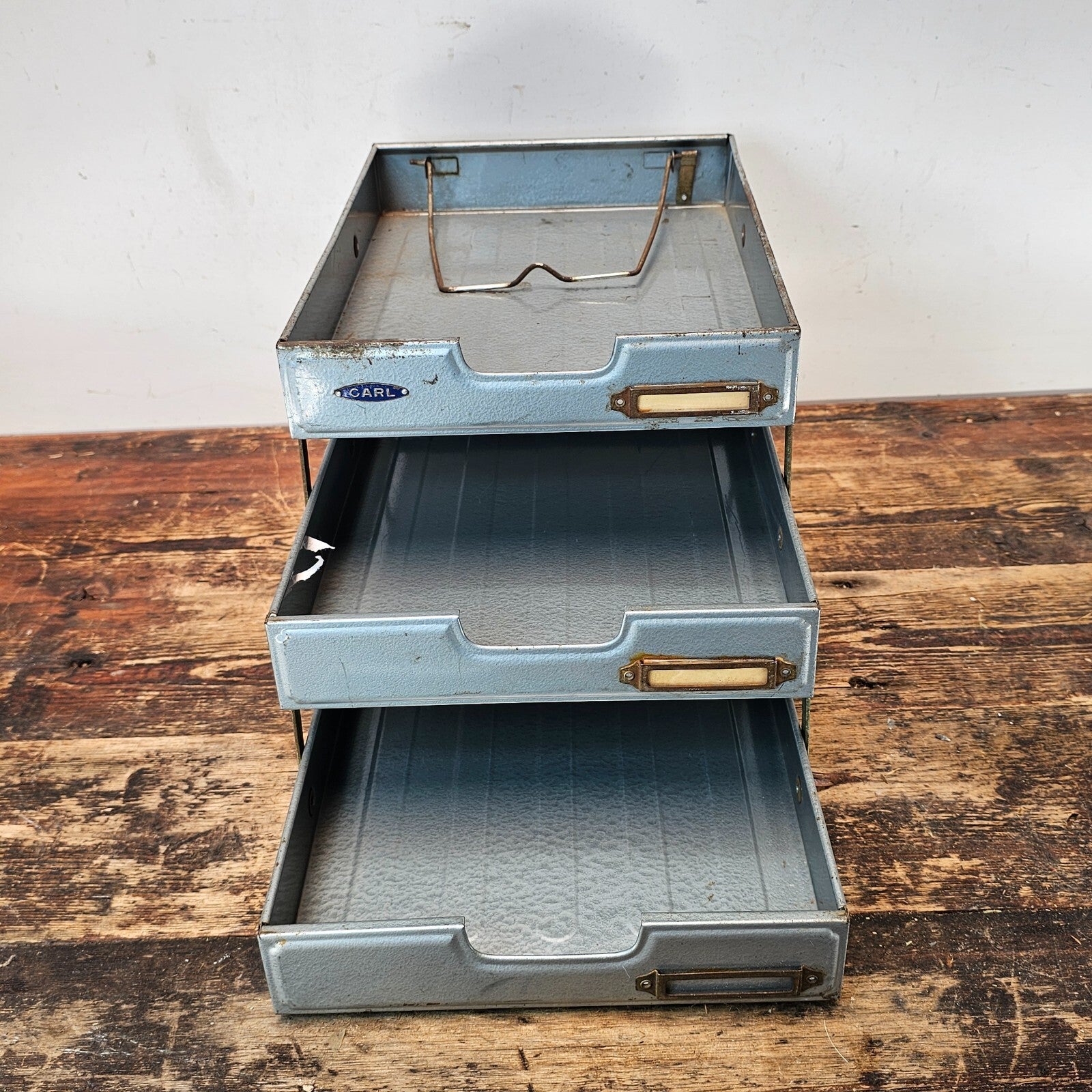 Vintage CARL  3-Tier Steel Letter Tray Made In Japan