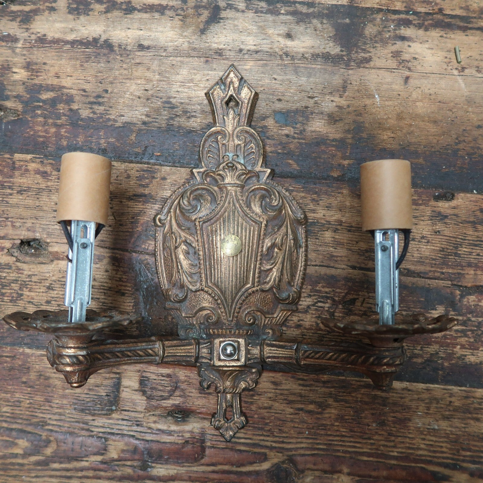 Brass Italian Style Candelabra Wall Sconce Light Fixture