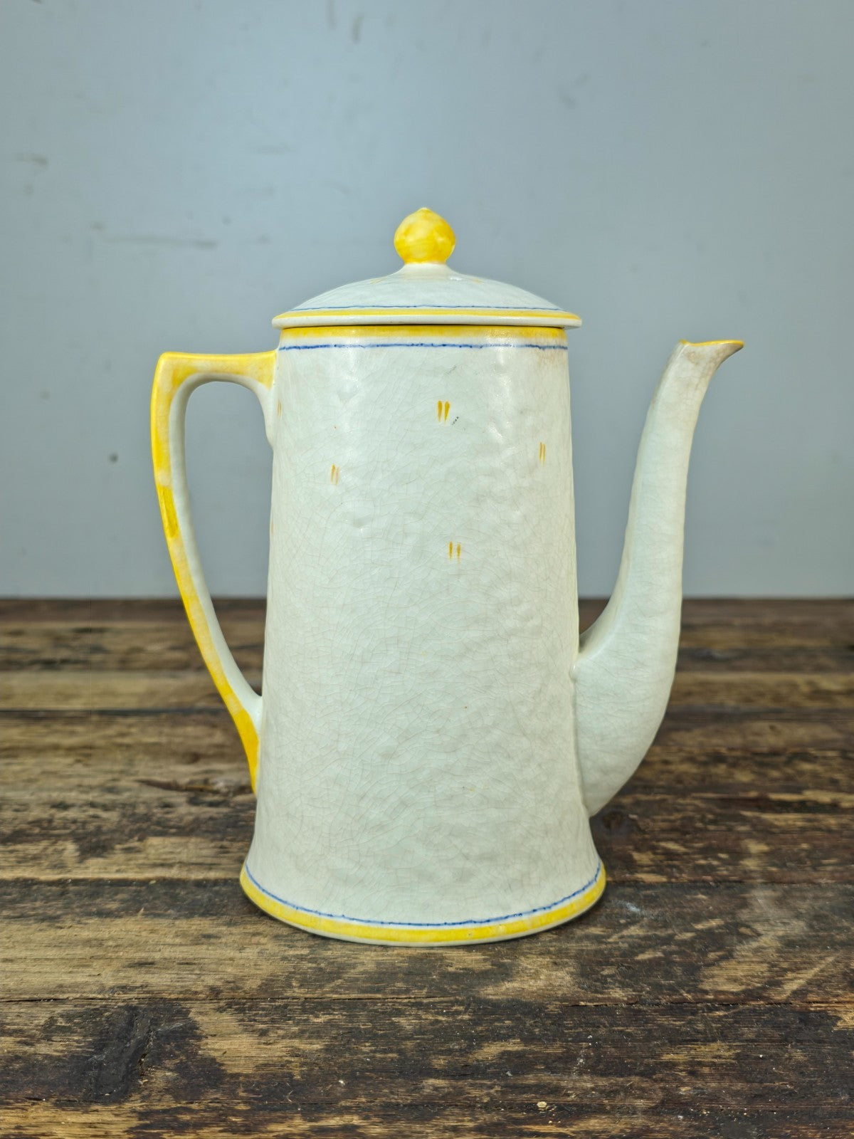 Crown Ducal Snow Glaze Coffee Pot 2lb Hand Painted Floral England Vintage