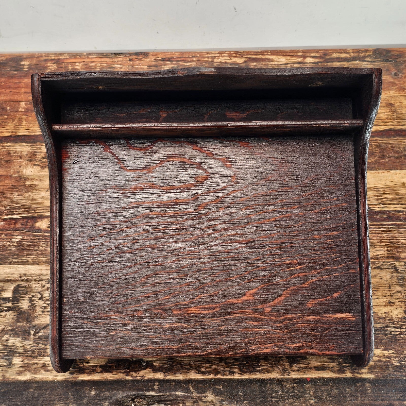 Vintage Laminated Oak Wall-Mount Writing Desk  (Circa 1930s-1940s)