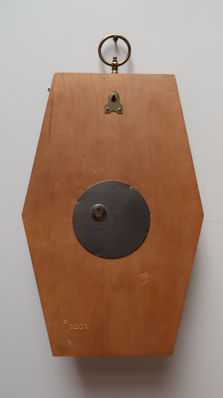 Vintage Wood & Brass Barometer H 20" x W 13" (H 23" with Metal Ring)