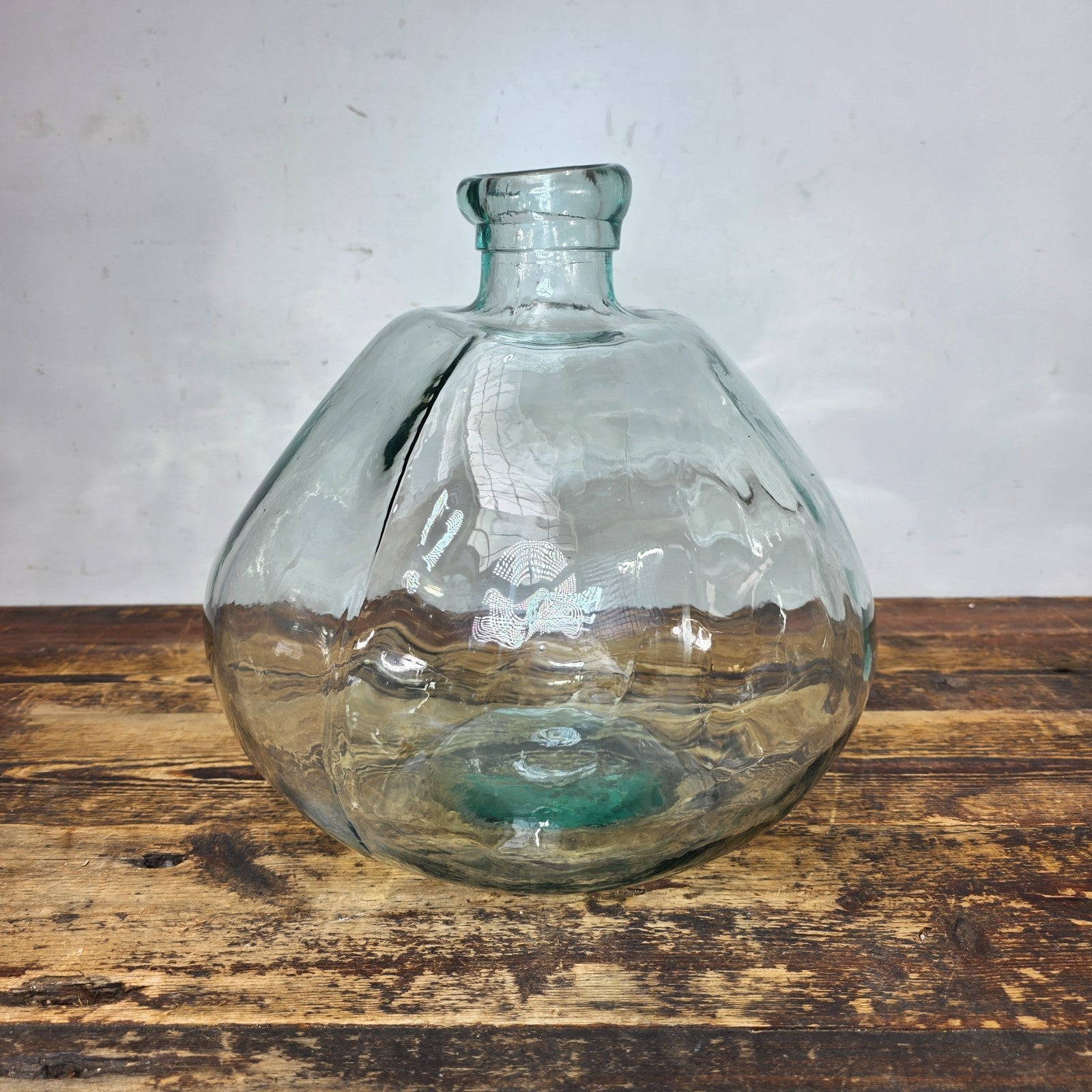 Clear Recycled Glass Vase Organic Style Made In Spain 12"Dia. x 12.5"H