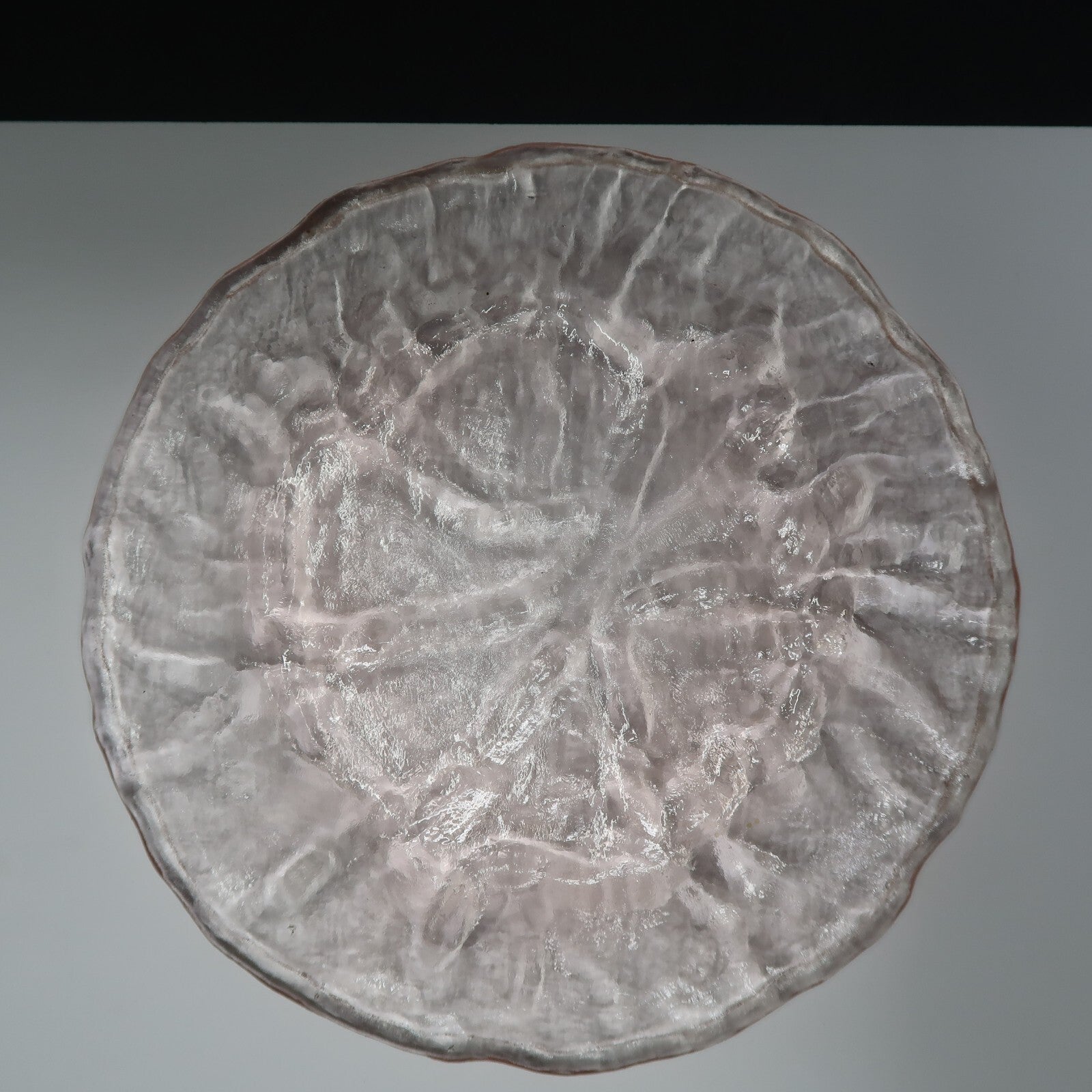 Set of 2 Pink Glass Ice Texture Plates 7.5" x 7.5" (1 lb) each