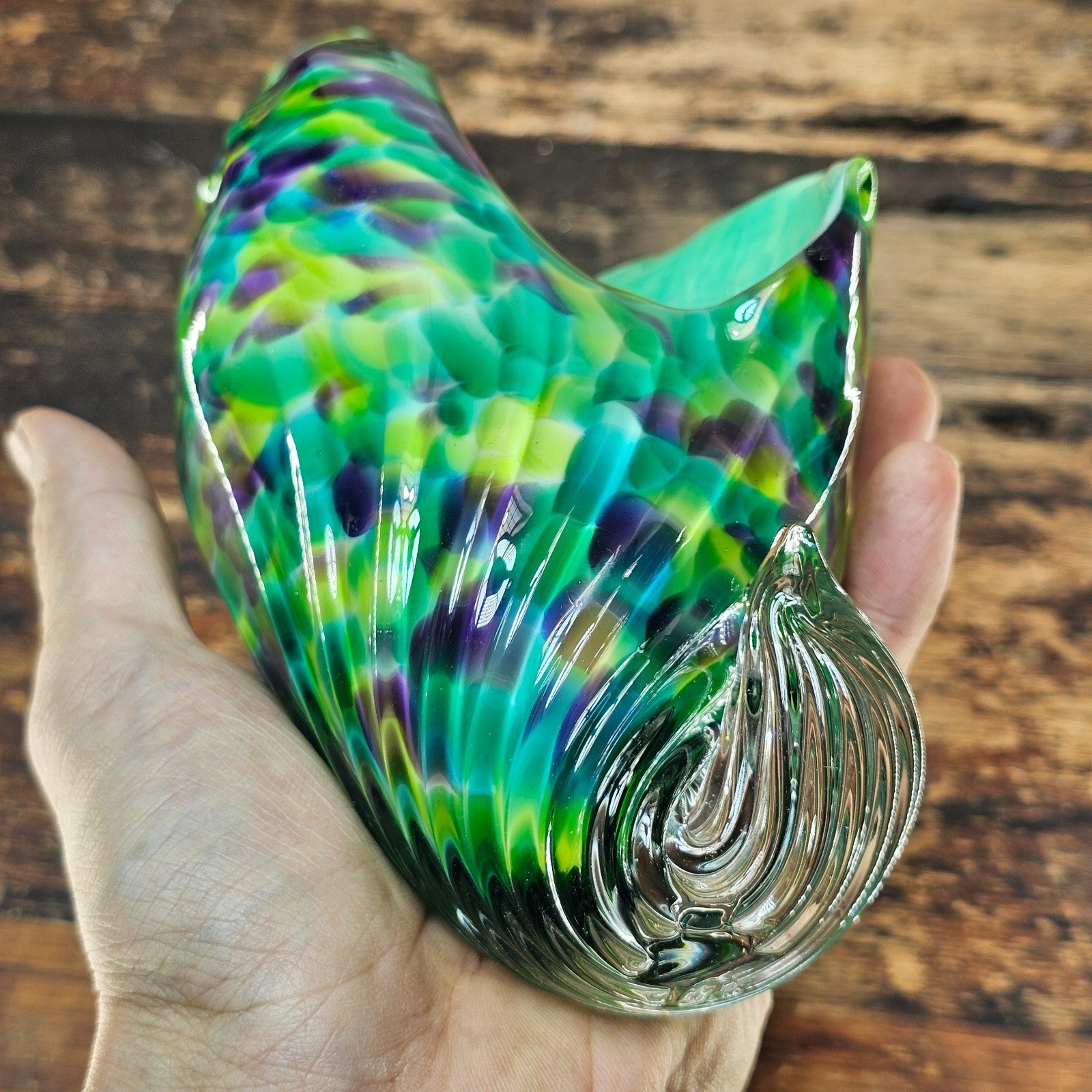David Smith Blowing Sands Studio Art Glass Conch Shell Sculpture