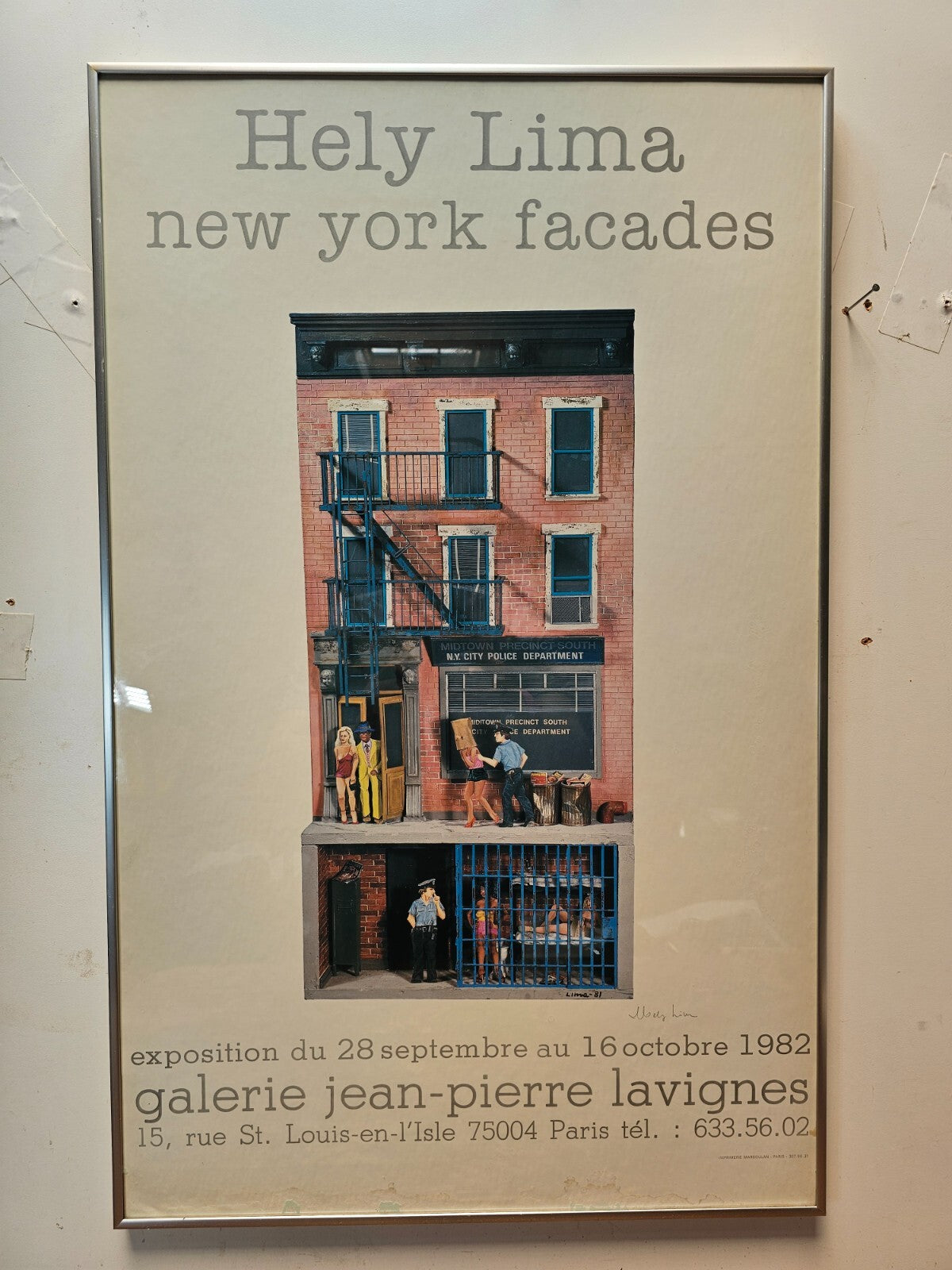 Hely Lima Signed -  New York Facades, 1981 - 1982 - Exhibition Poster