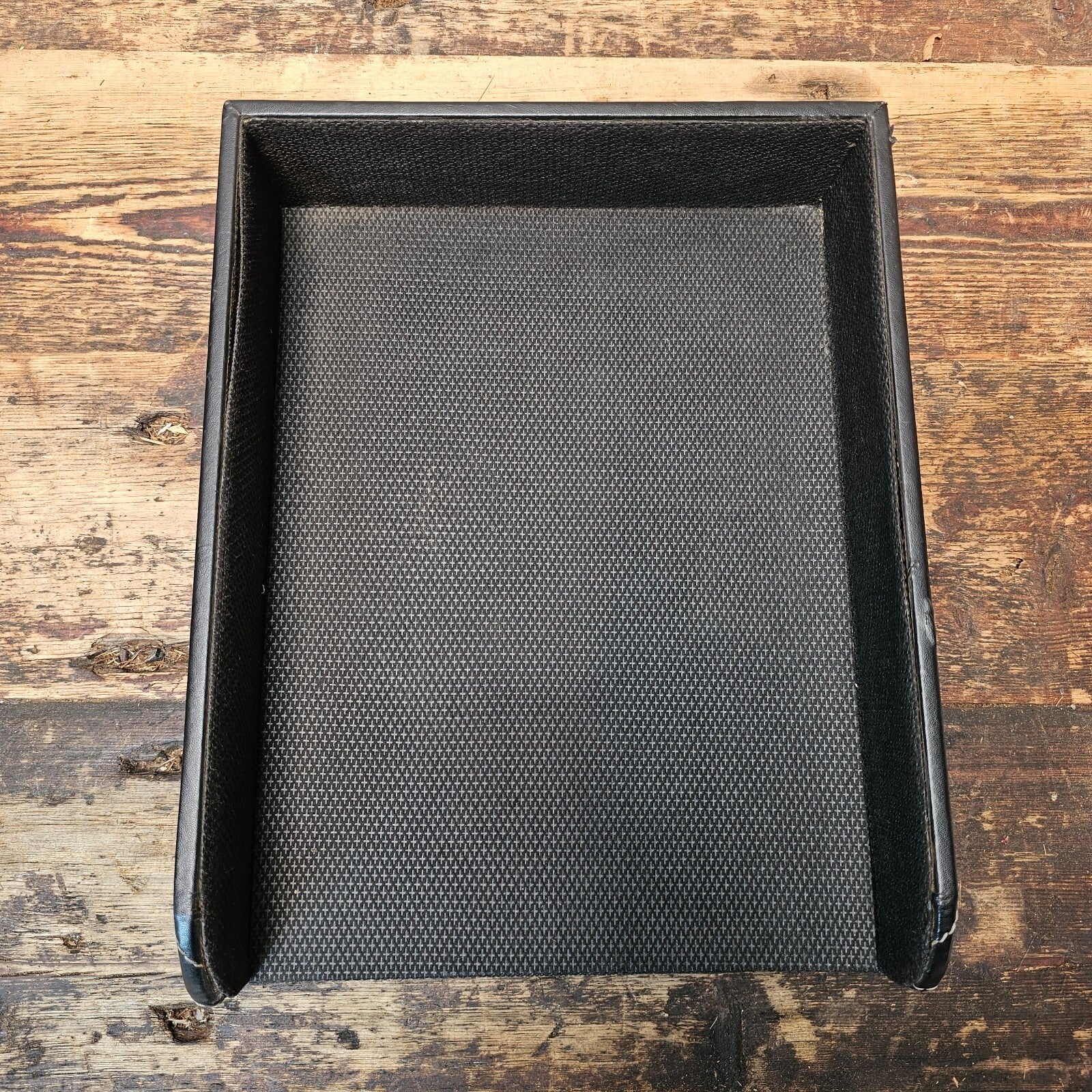Black Leather Style Letter Tray Desk Organizer 12"L x 9.5"W x 2.75"H