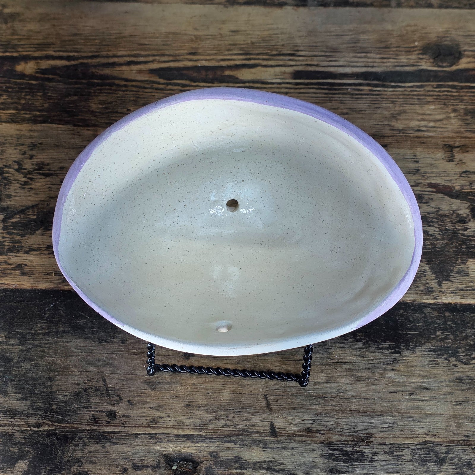 Handmade Terracotta Wall Pocket Wall Planter (Purple, Sgraffito Vertical Lines)
