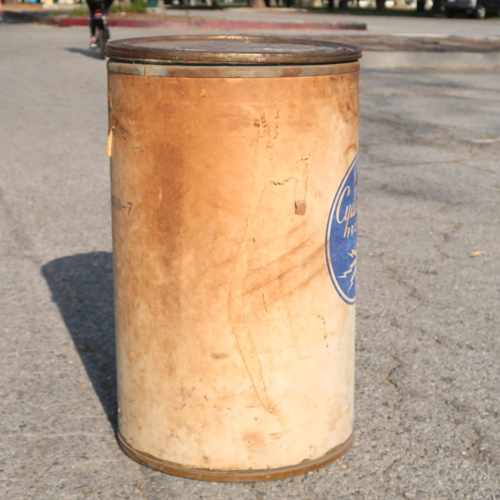 Vintage Calco Fiber Drum Barrel Storage With Lid 19" Diam. 31" Tall