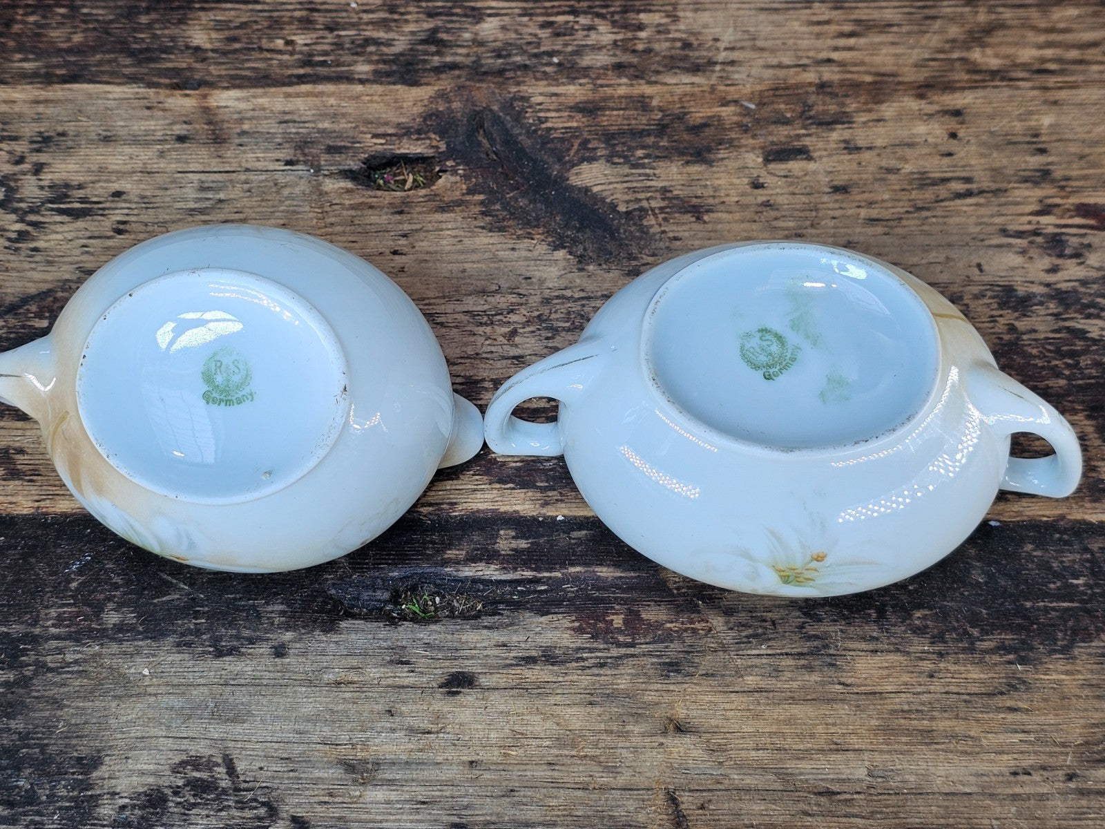 Antique RS Germany Creamer & Sugar Bowl Set - White Lilies, c. 1910s-20s
