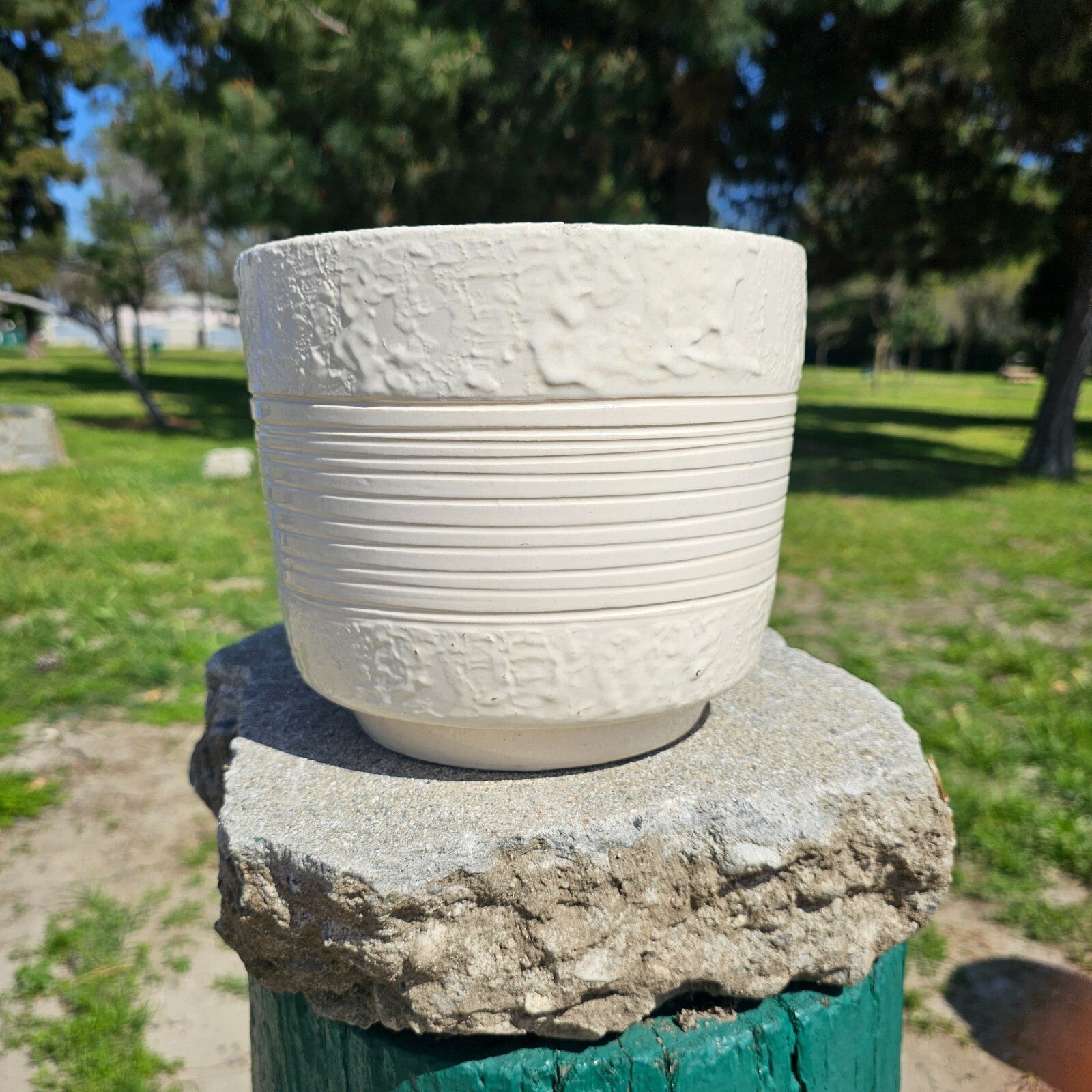 Jenkins Ceramics MFG California Art Pottery White Glazed Ceramic Flower Planter