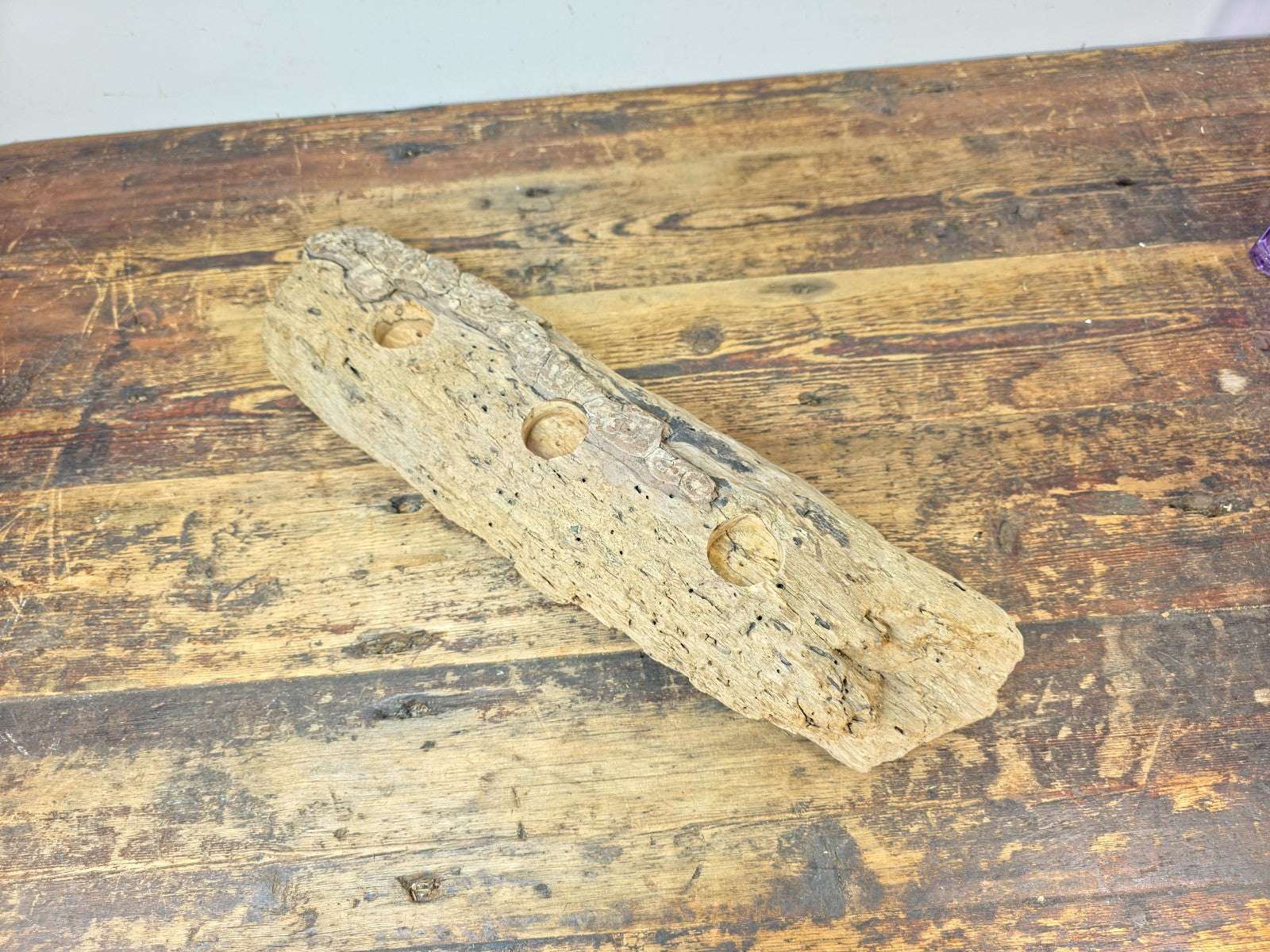 Artisan Made Driftwood three votive candle holder Including 3 Tea lights 19.5" L