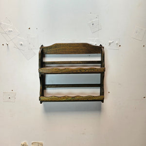 Vintage Small Wood Wall Hanging Spice Rack 11" L x 10" H x 2" D