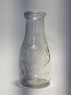 Weaver Quality Blue Ribbon Products Pint Glass Milk Bottle Made In USA 7.25"H