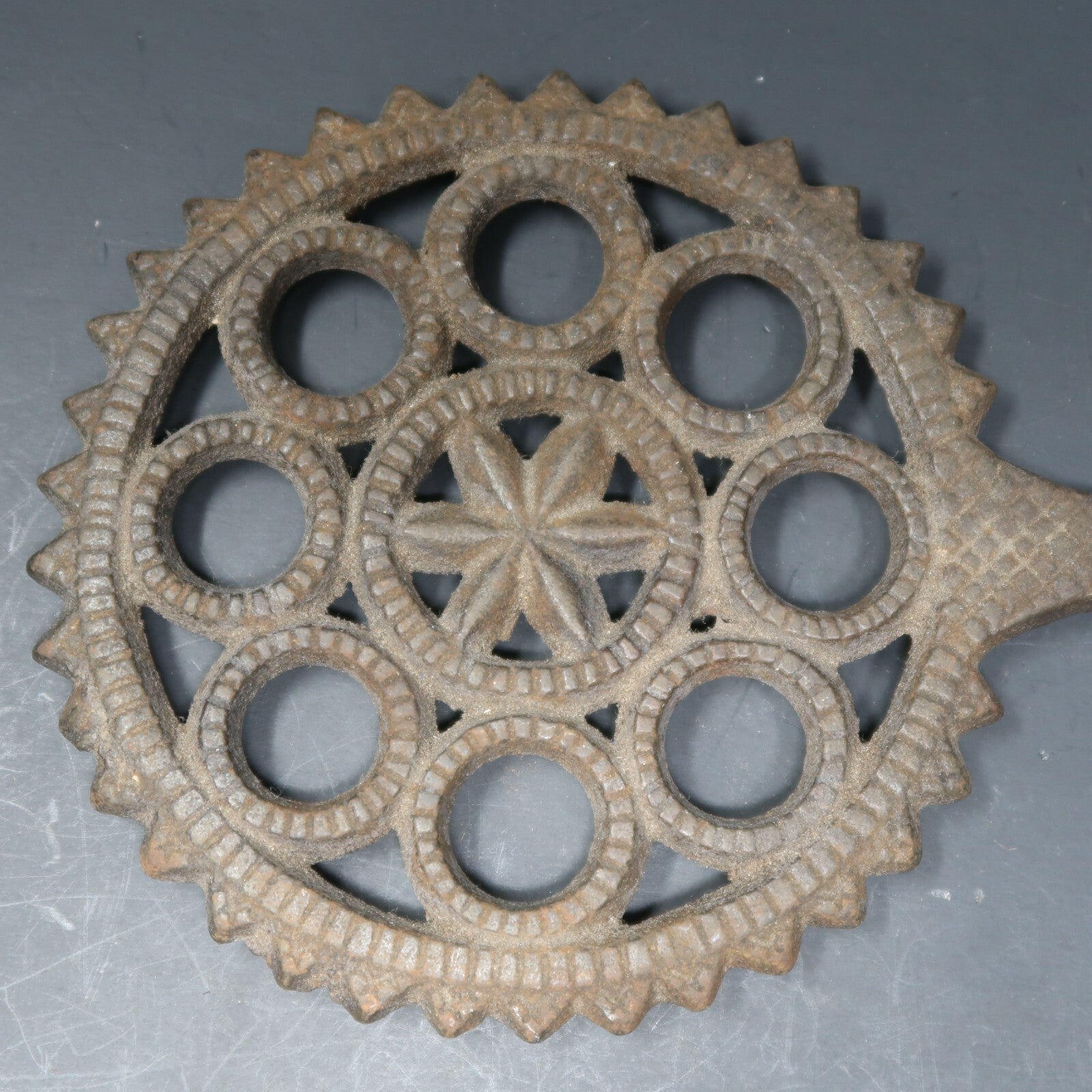 Vintage Cast Iron Trivet 3 Footed L 9" x W 6"